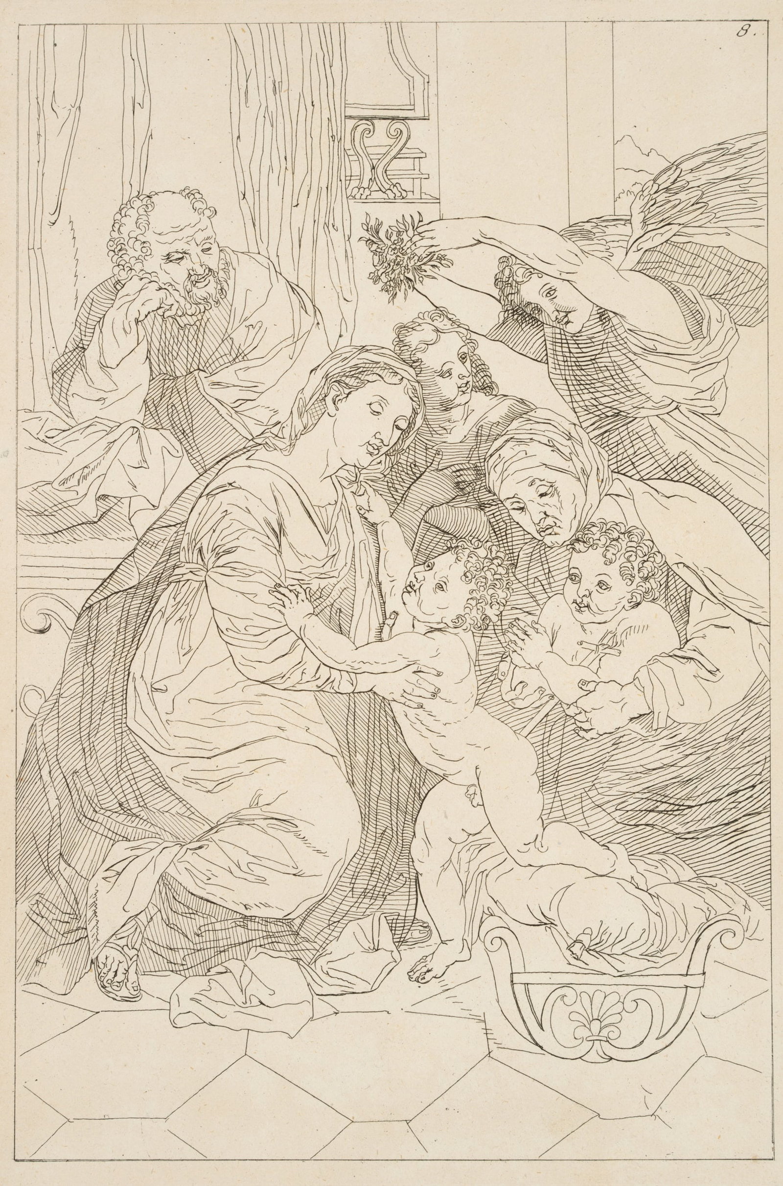 H. TESTELIN (*1616) after RAFFAEL (*1483), The Holy Family, Etching (1 of 4)