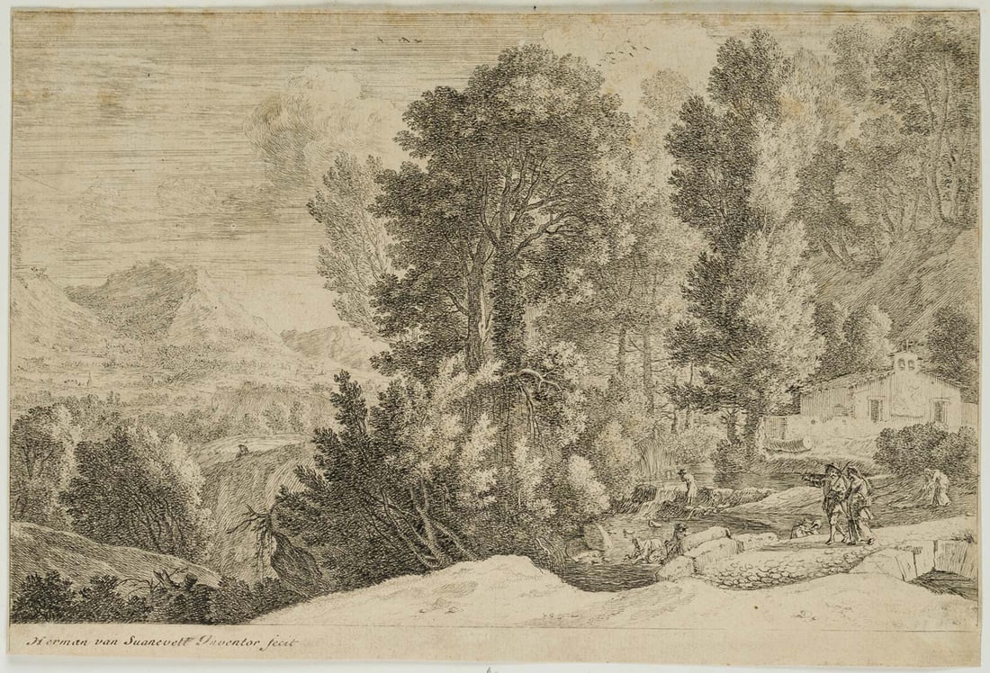 H. SWANEVELT (*1600), River landscape, 1640, Etching (1 of 8)