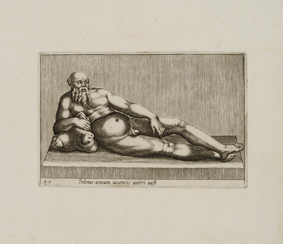P. THOMASSIN (*1562), Statue of Silenus, around 1610, Copper engraving (1 of 4)