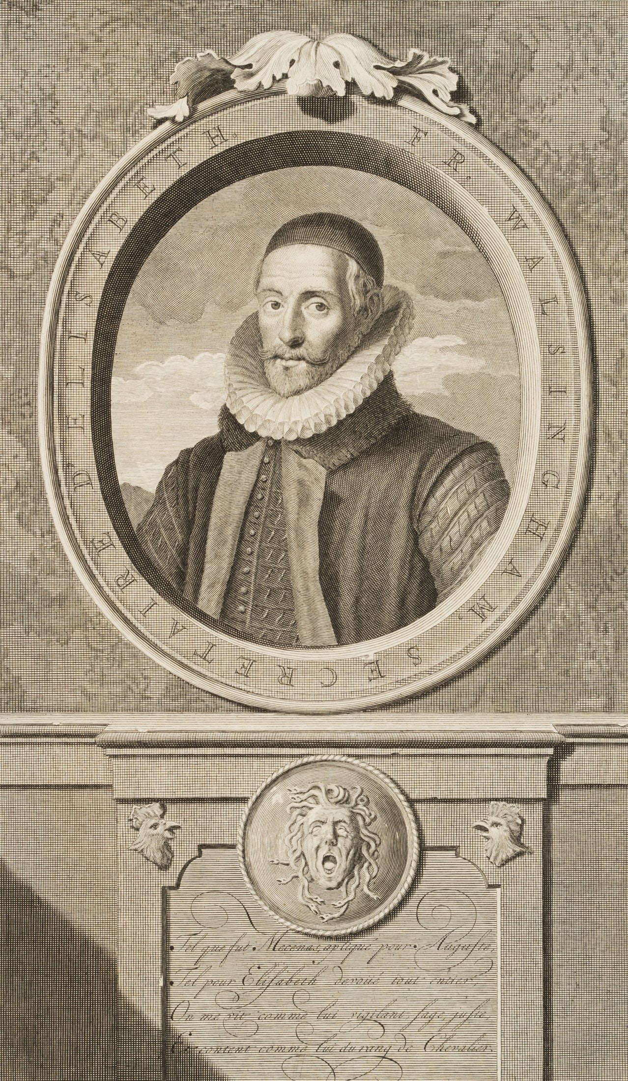 P. GUNST (17th) after WERFF (*1659), Portrait of Sir Francis Walsingham , around 1650, Copper engrav (1 of 5)