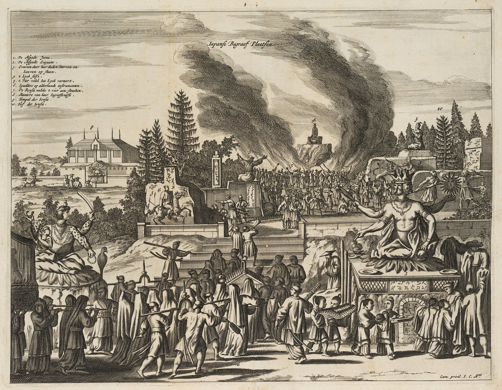 Unknown (17th), Japanese burial ground., 1669, Copper engraving (1 of 5)