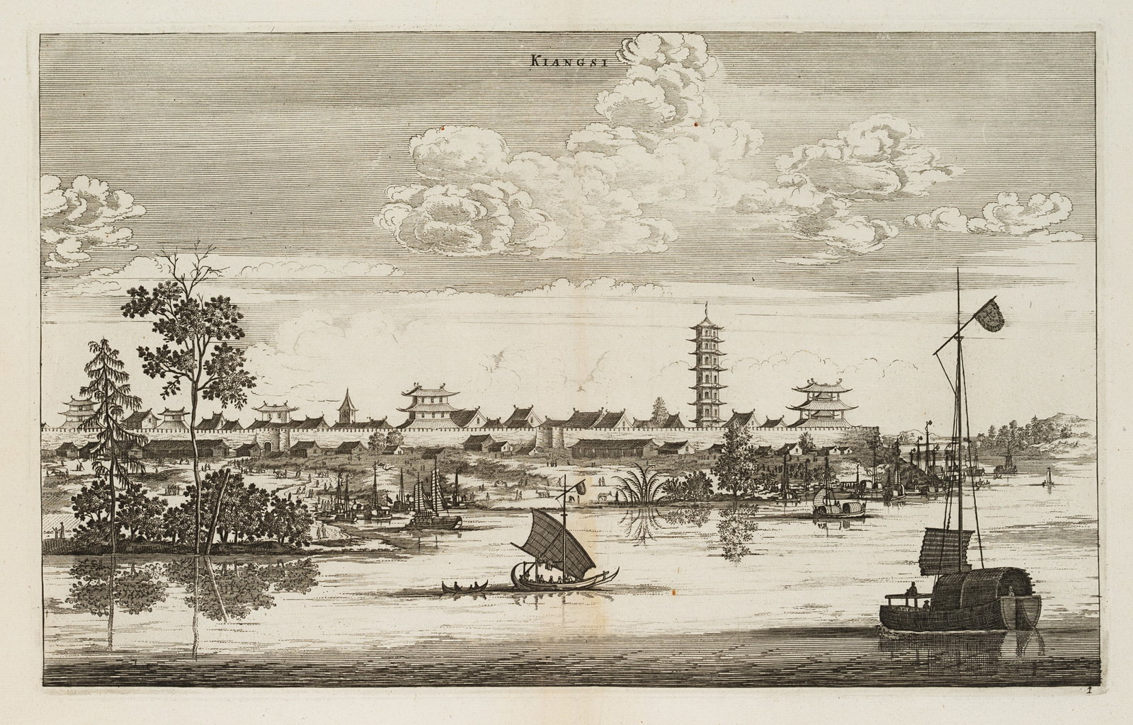 Unknown (18th), Lake landscape in Jiangxi, China, 1662, Copper engraving (1 of 5)
