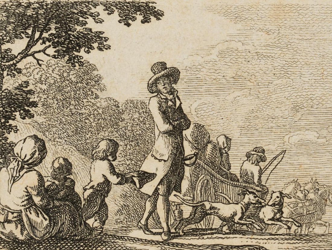 D. CHODOWIECKI (*1726), Travellers and beggars, 1789, Etching (1 of 4)