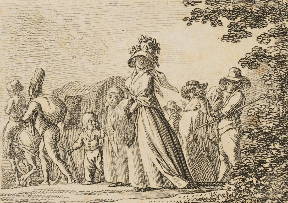 D. CHODOWIECKI (*1726), Belgian emigration, 1789, Etching (1 of 4)