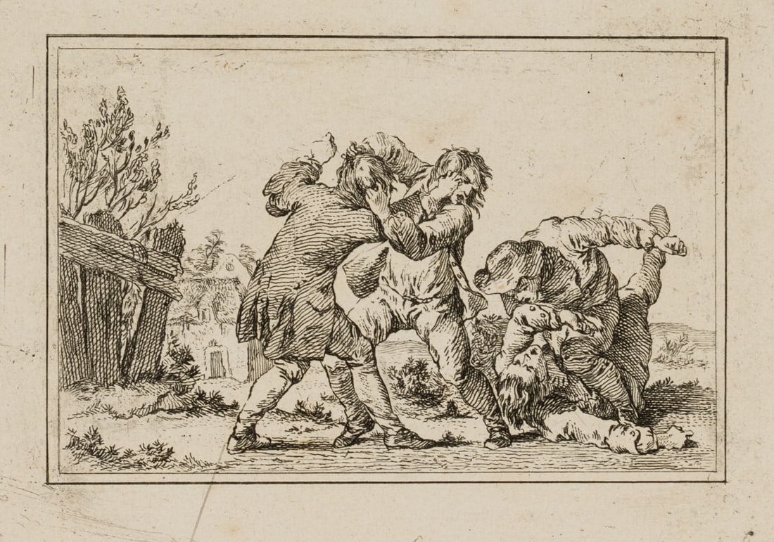 G. HAAS (1756-1817) attributed, Fighting youths, Battling youth, Etching (1 of 4)