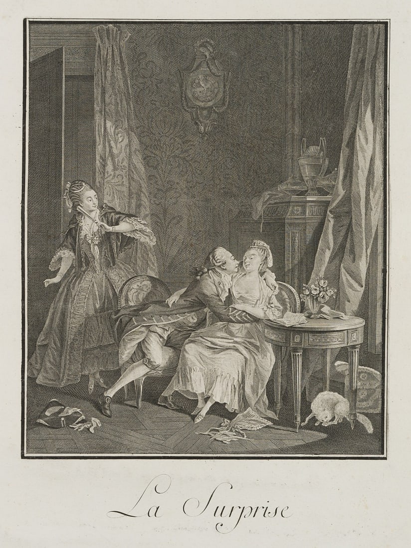 After MOREAU (*1741), La Surprise, The Surprise, around 1780, Etching (1 of 5)