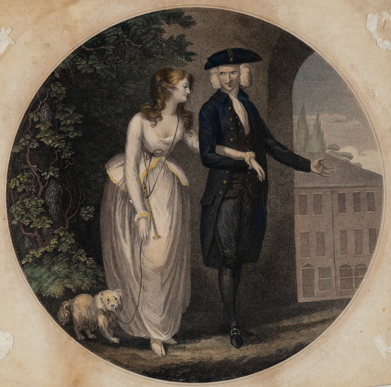 J. PARKER (18th) after NORTHCOTE (*1746), A leisurely stroll, Stipple engraving (1 of 5)