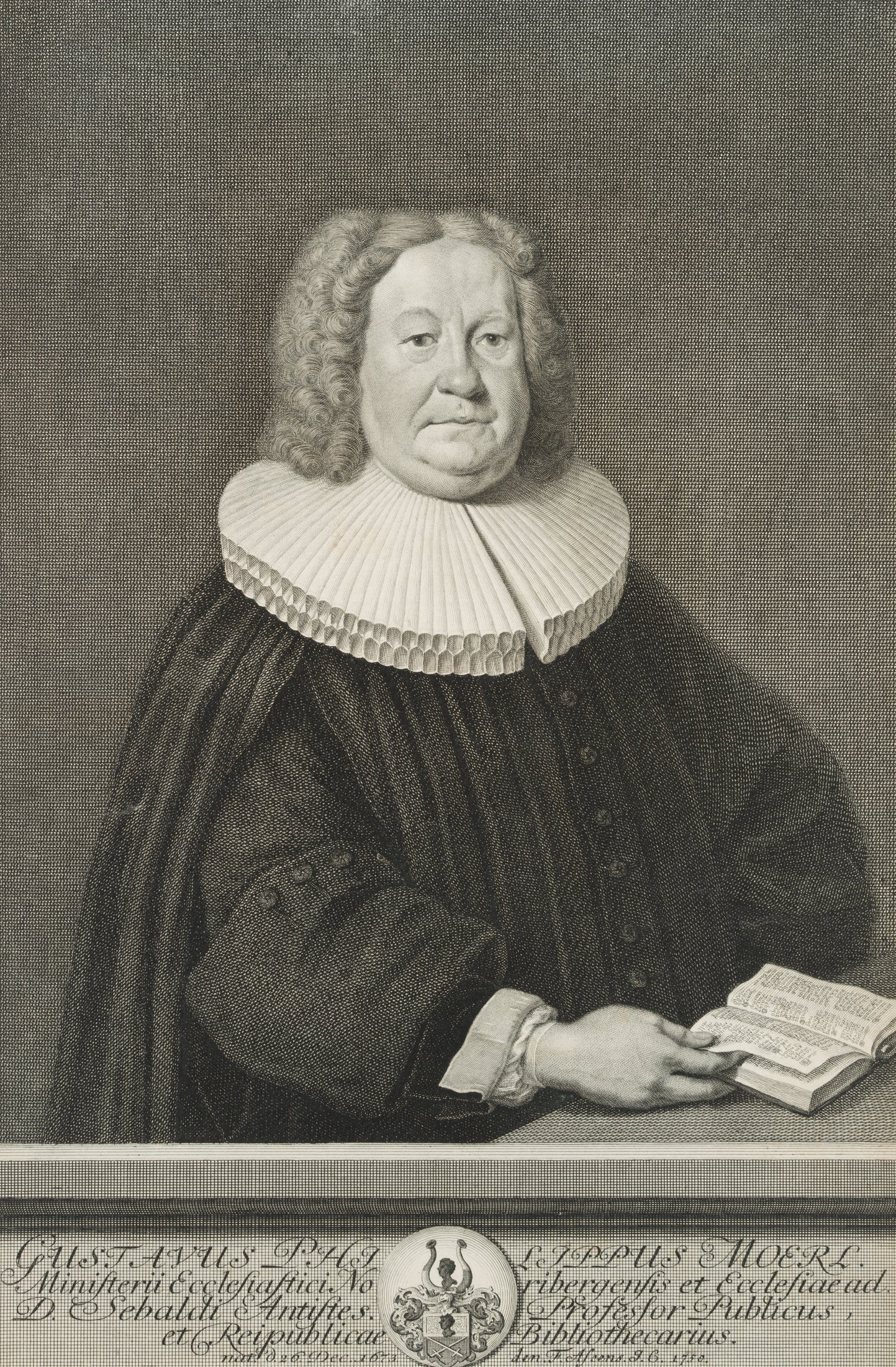 G. PREISSLER (*1700) after PREISSLER (*1698), Portrait of Gustav Philipp Mörl, 1740, Copper: Georg Martin Preißler (1700 Nuremberg - 1754 ibid.) after Johann Justin Preißler (1698 - 1771 ): Portrait of the Nuremberg theologian and city librarian Gustav Philipp Mörl, 1740, Coppe
