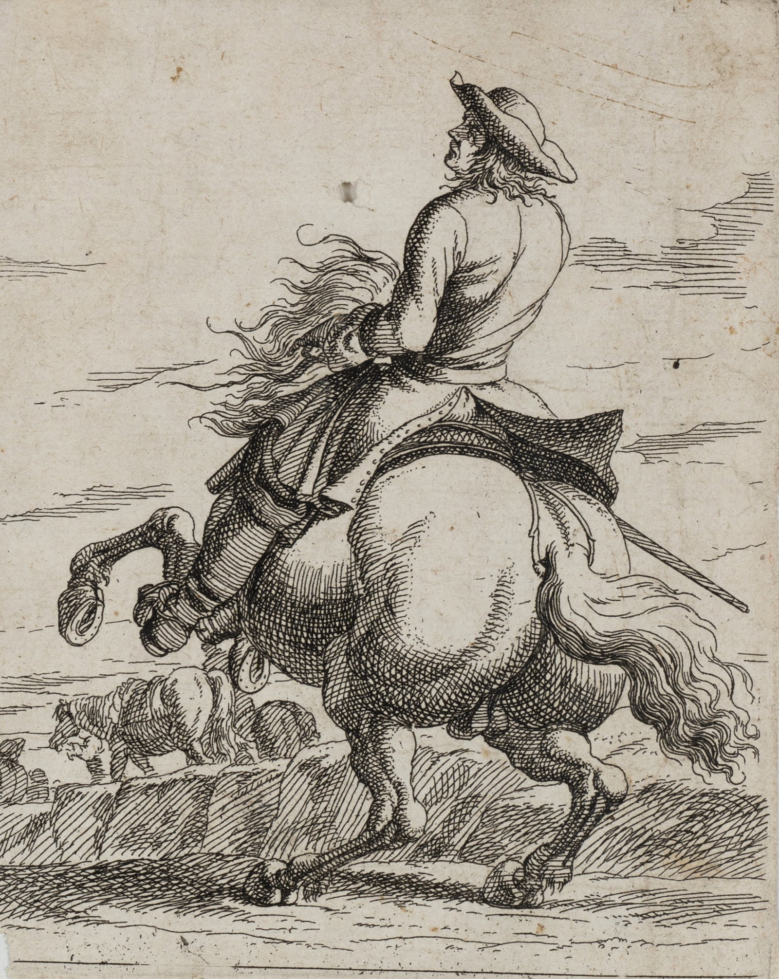 G. RUGENDAS (1666-1742), Dynamic horseman, Baroque period, Etching (1 of 5)
