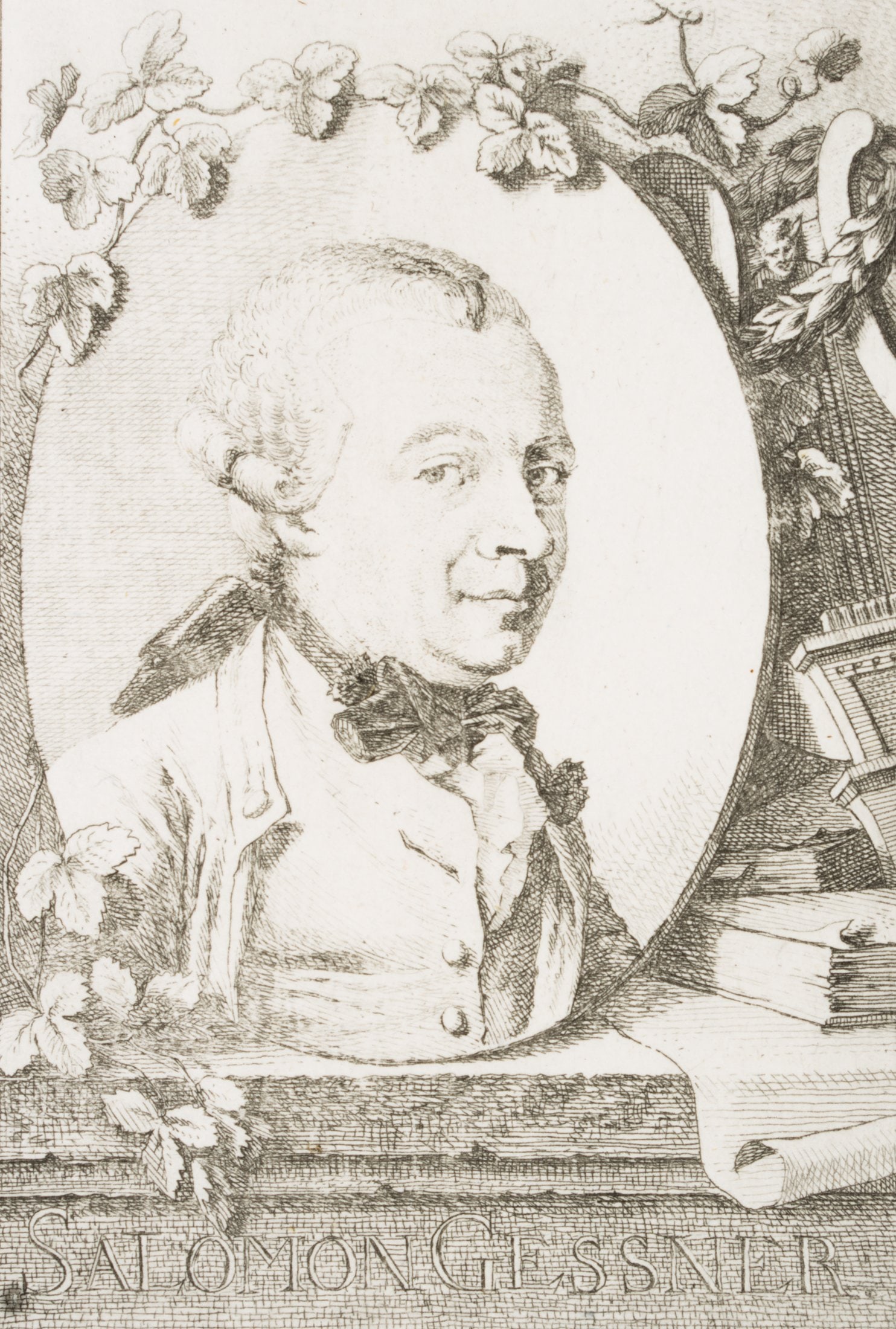 J. SCHELLENBERG (*1740), Portrait of Salomon Gessner, around 1765, Etching: Johann Rudolf Schellenberg (1740 Basel - 1806 Töß near Winterthur): Portrait of Salomon Gessner at the age of approx 35 years, c. 1765, Etching Technique: Etching on Paper Inscription: inscr