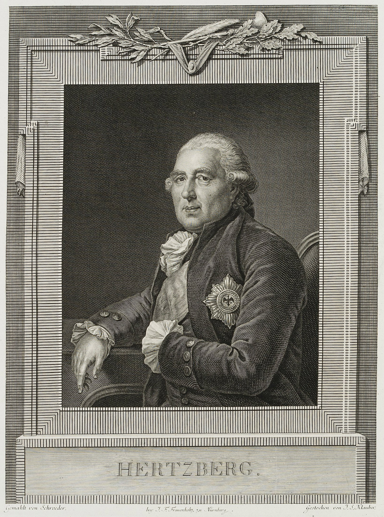 I. KLAUBER (*1753) after SCHRÖDER (*1760), Ewald Friedrich von Hertzberg, Copper engraving (1 of 4)