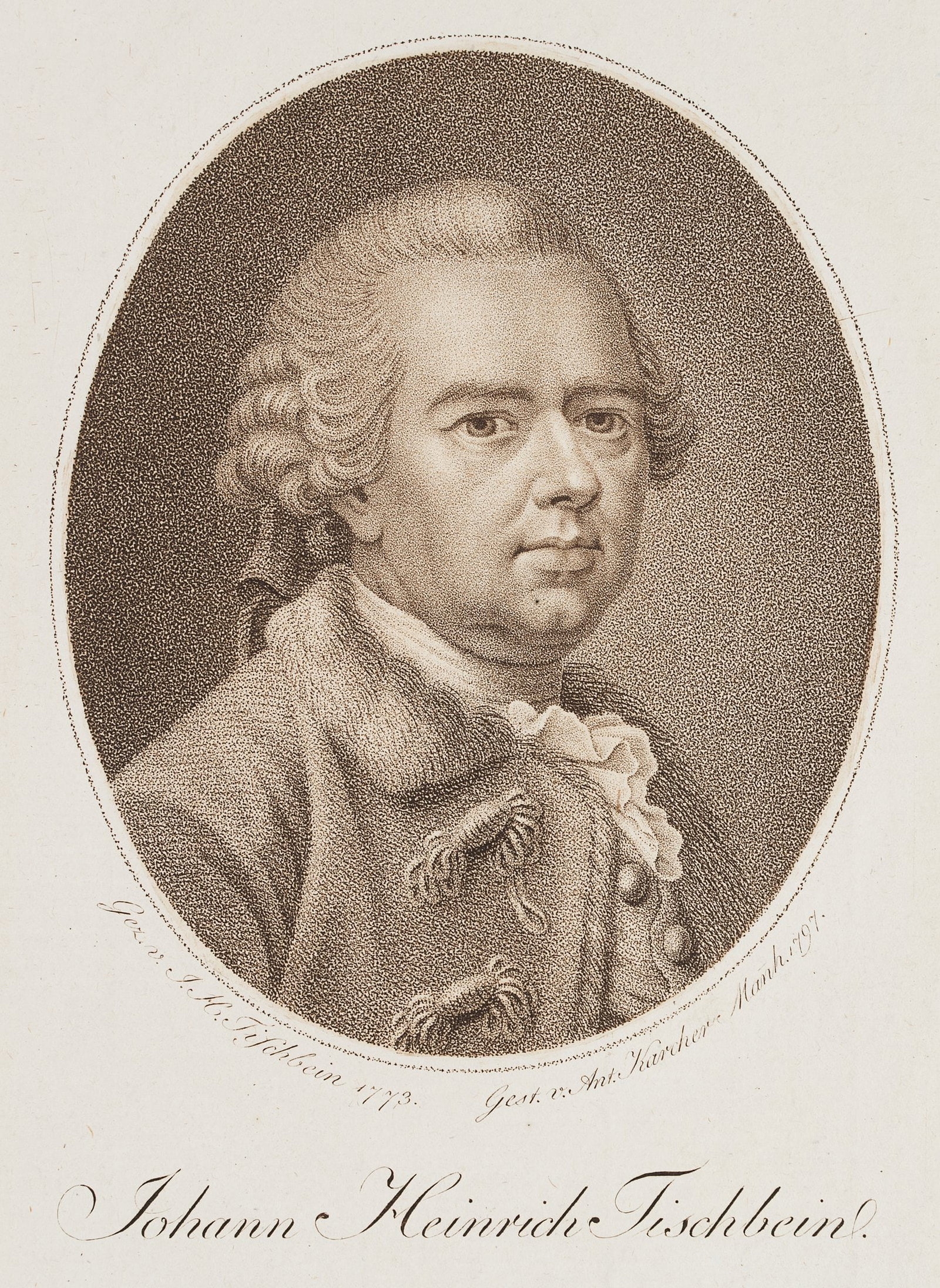 A. KARCHER (*1760) after TISCHBEIN (*1722), self-portrait, 1797, Stipple engraving (1 of 4)