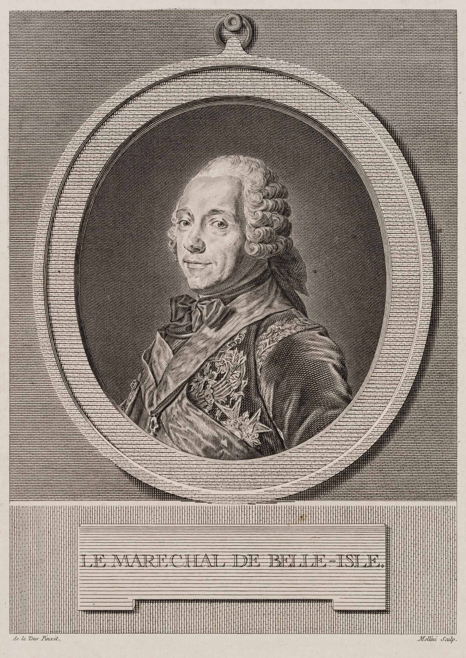 N. MELLINI (*1821) after TOUR (*1704), Portrait of Charles de Belle-Isle, Copper engraving (1 of 8)