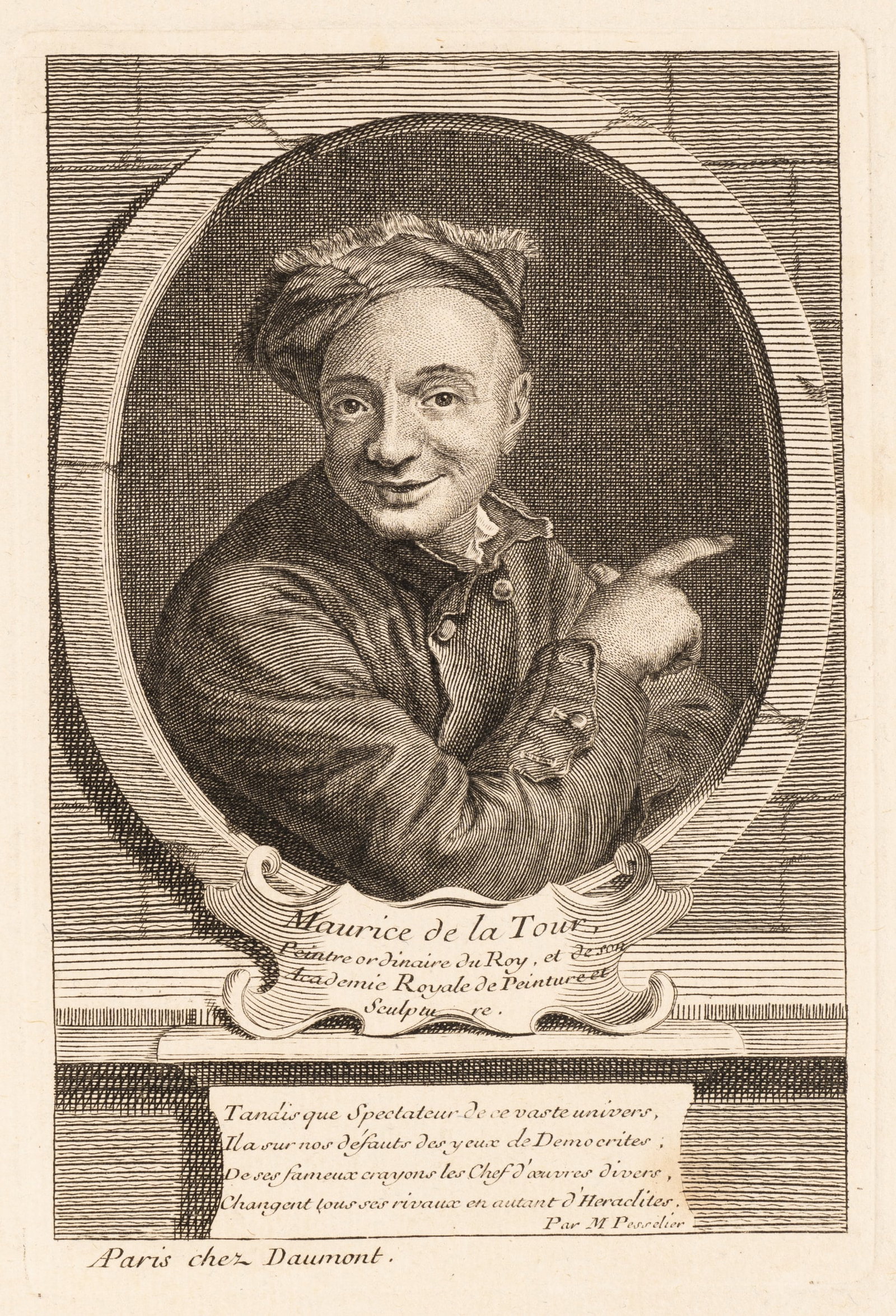 G. PETIT (*1694) after TOUR (*1704), Portrait of Maurice de la Tour, 1747, Etching (1 of 5)