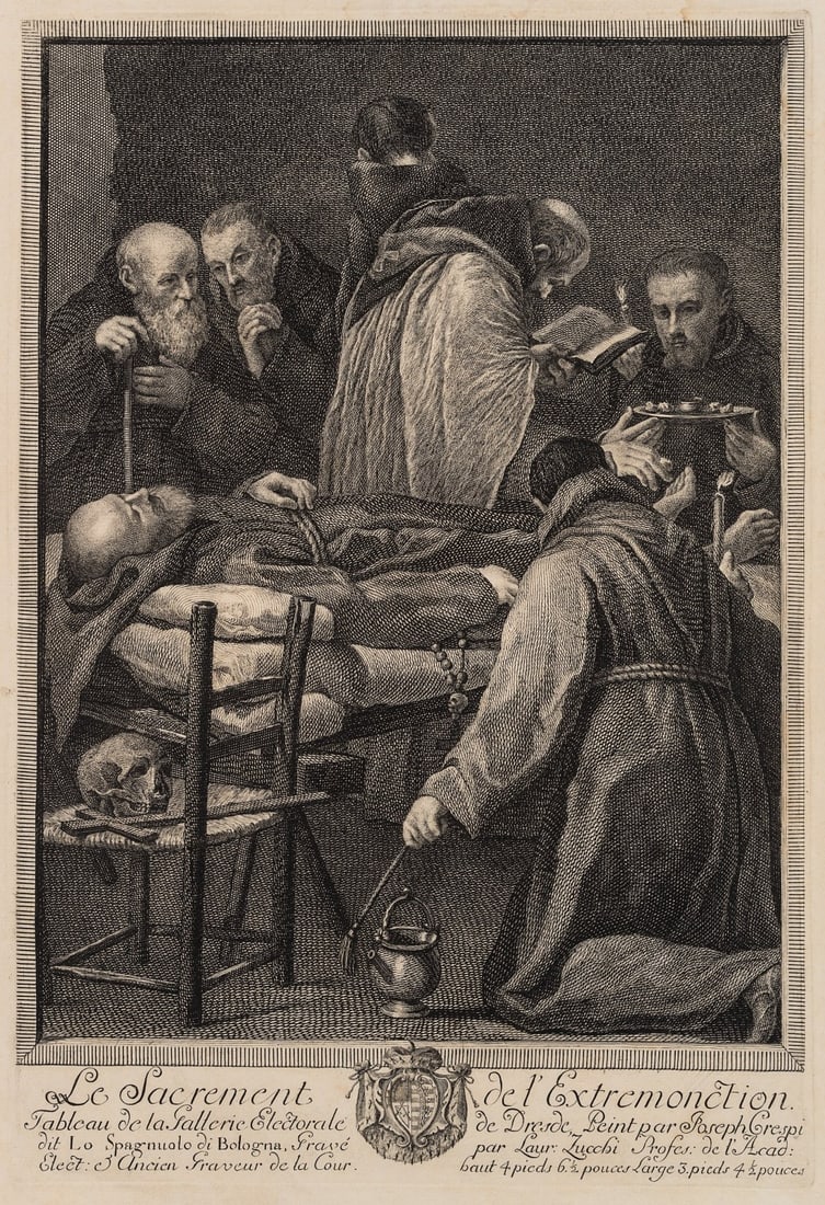 L. ZUCCHI (1704-1779), Sacrament, Last Rites, around 1750, Copper engraving (1 of 8)