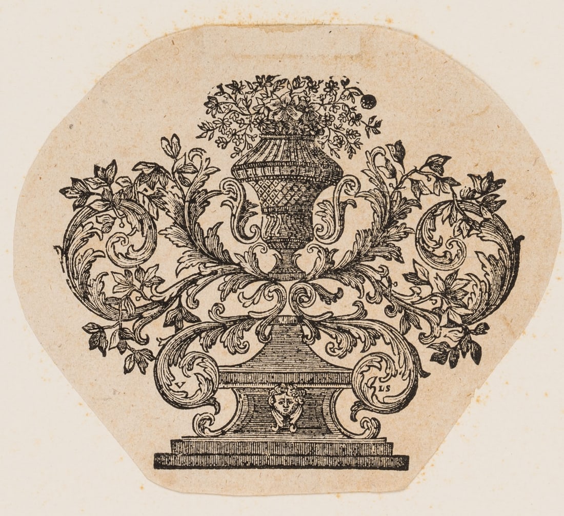 Unknown (18th), Baroque book decoration. Floral ornaments, 1735, Woodcut (1 of 4)