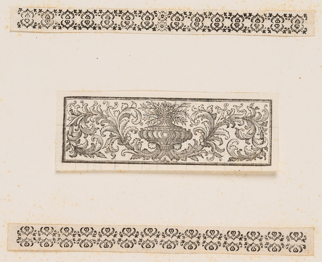 Unknown (18th), Book decoration. Ornamental borders, flowers, 1735, Woodcut (1 of 4)