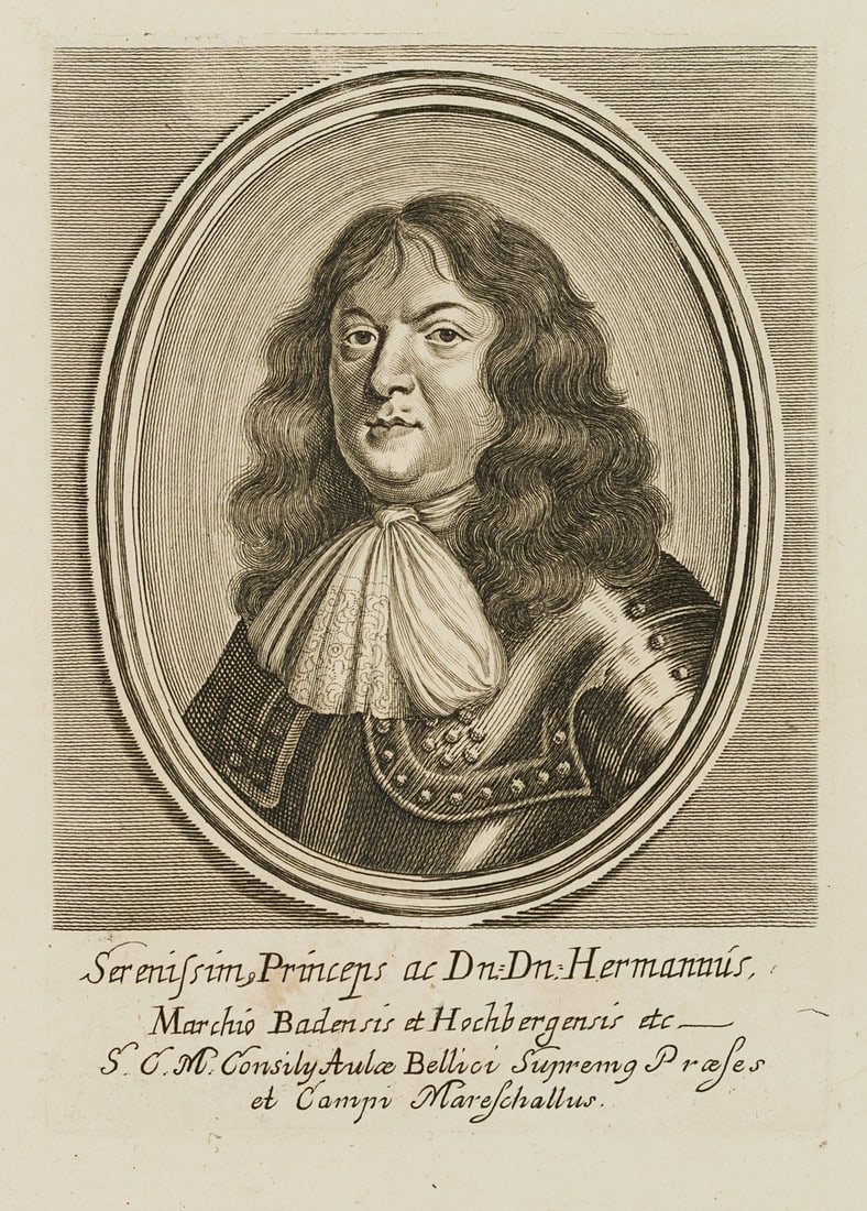 Unknown (19th), Portrait of H. von Baden-Baden, around 1700, Copper engraving (1 of 4)