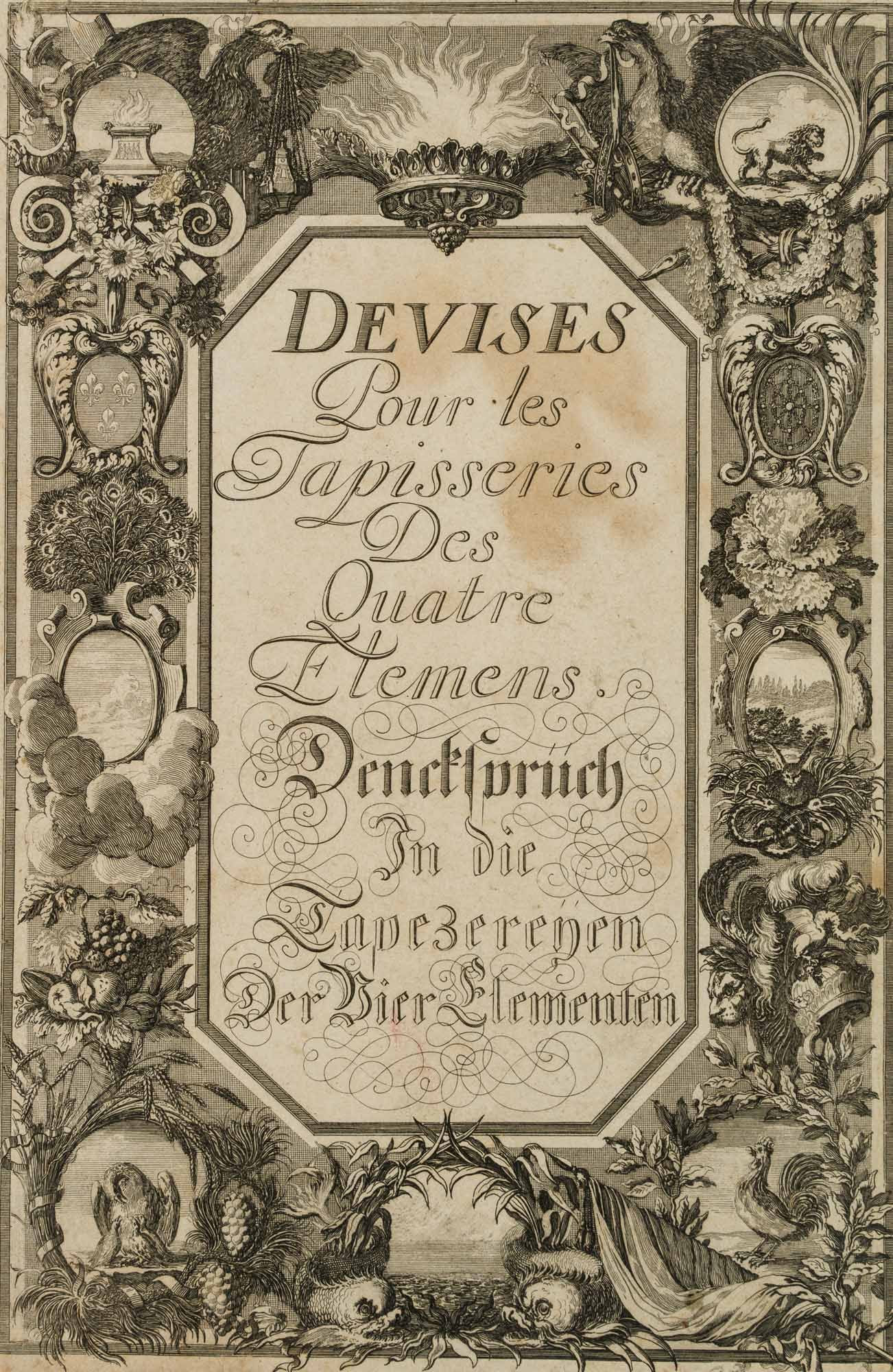 Unknown (18th), Title page for tapestries, around 1710, Copper engraving (1 of 4)