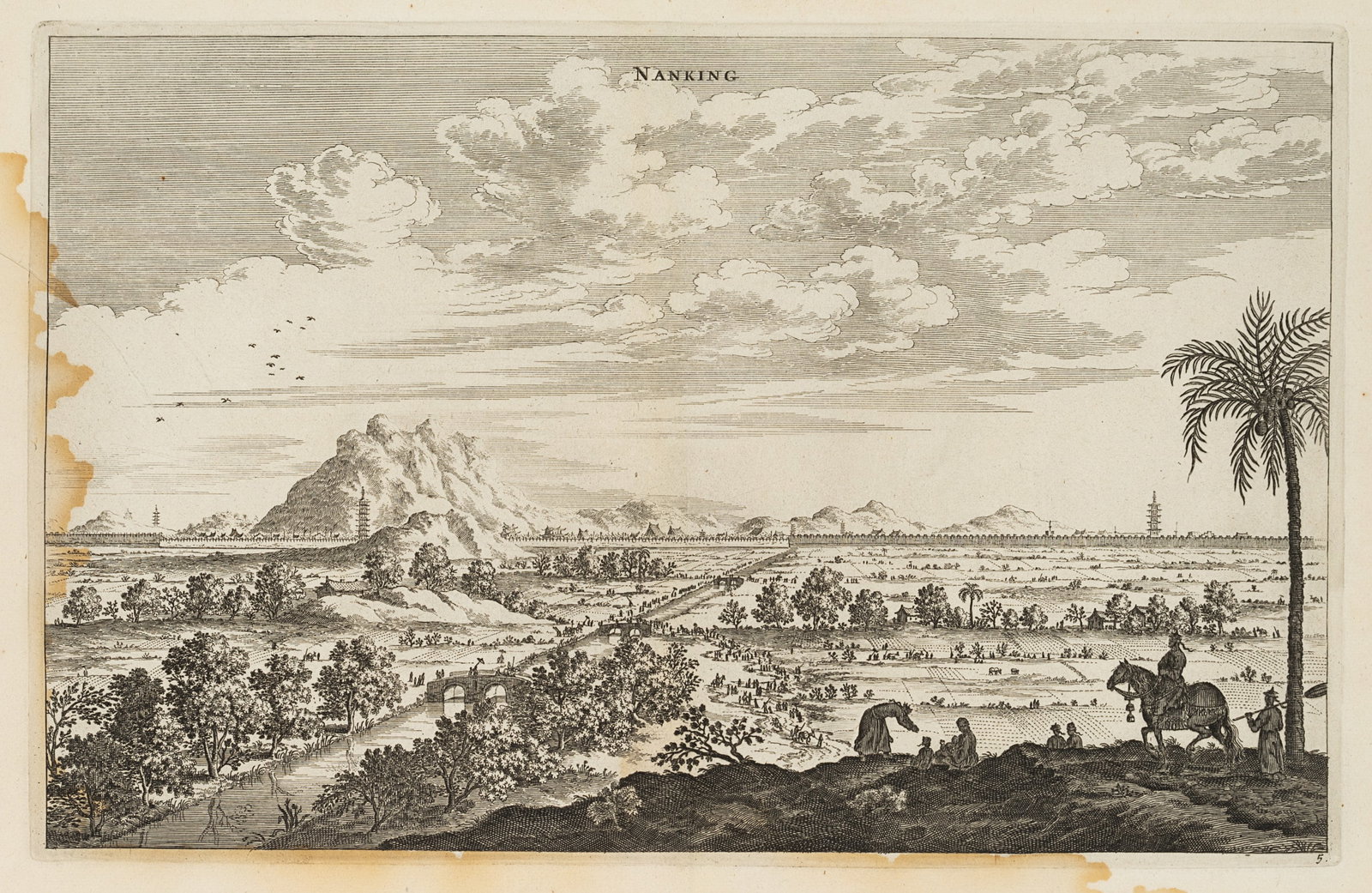Unknown (18th), Nanking, also known as Nanjing, China, Copper engraving: Unknown (18th century): View across a wide river valley to the city of Nanking, also known as Nanjing, with city walls and pagodas in the distance, China, 18th century, Copper engraving Technique: Cop