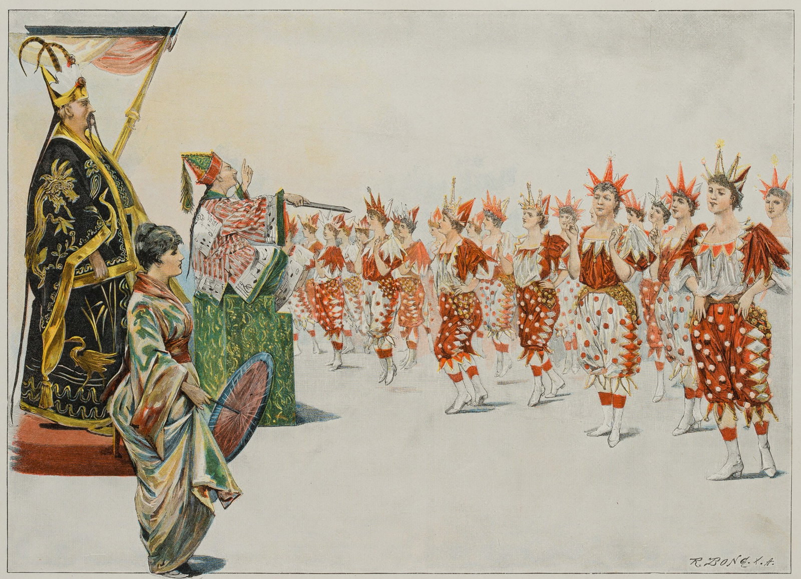 R. BONG (*1853) after ACKERMARK (19,20th), The Bell Dance, Wood engraving (1 of 4)