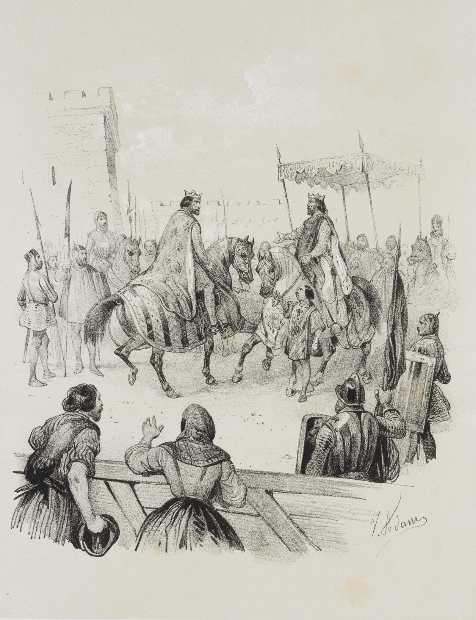 V. ADAM (1801-1866), The meeting between Henry II and Robert II, around 1860, Lithography (1 of 4)