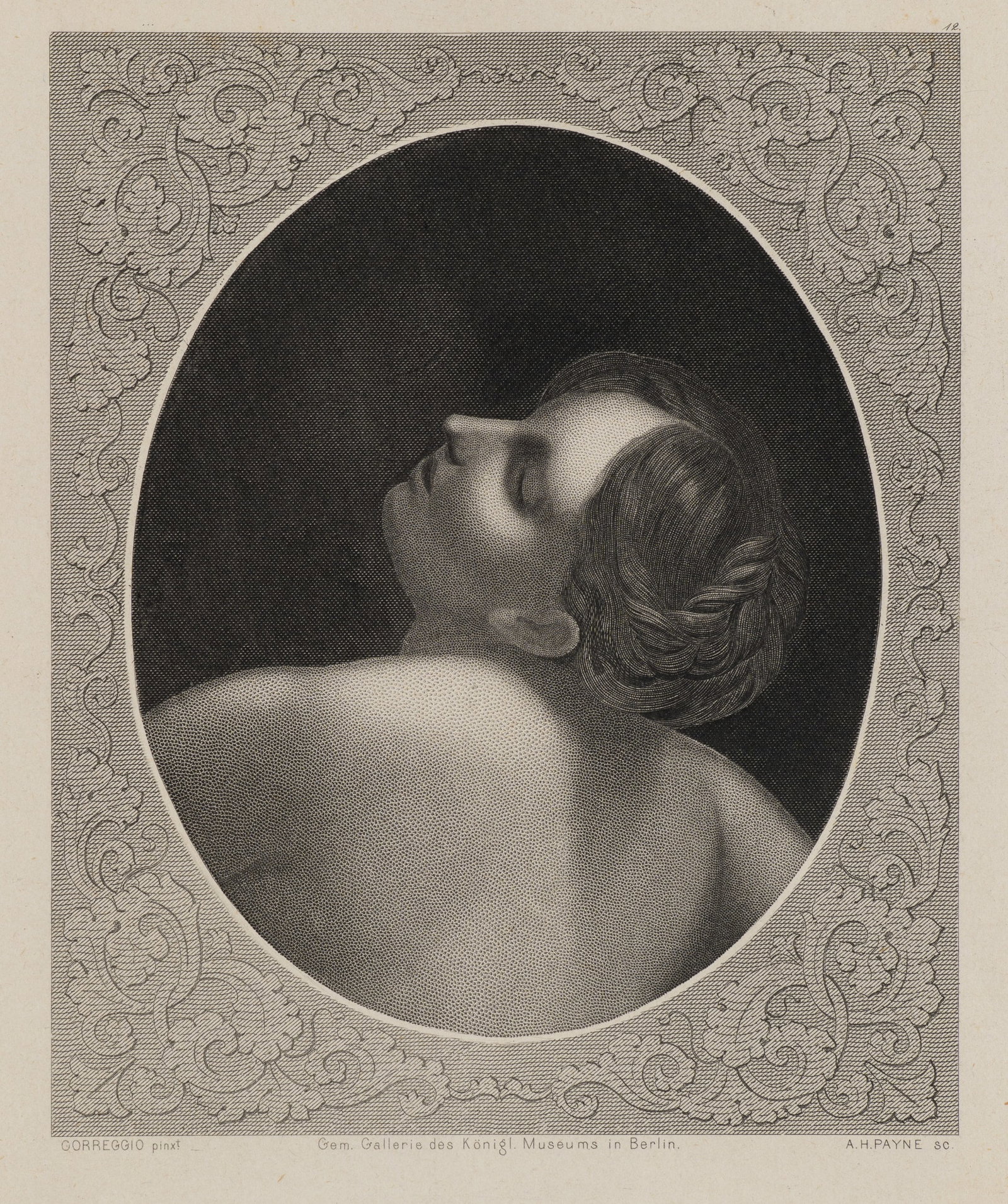 A. PAYNE (*1812) after CORREGGIO (*1489), Io and Jupiter, Stipple engraving (1 of 5)