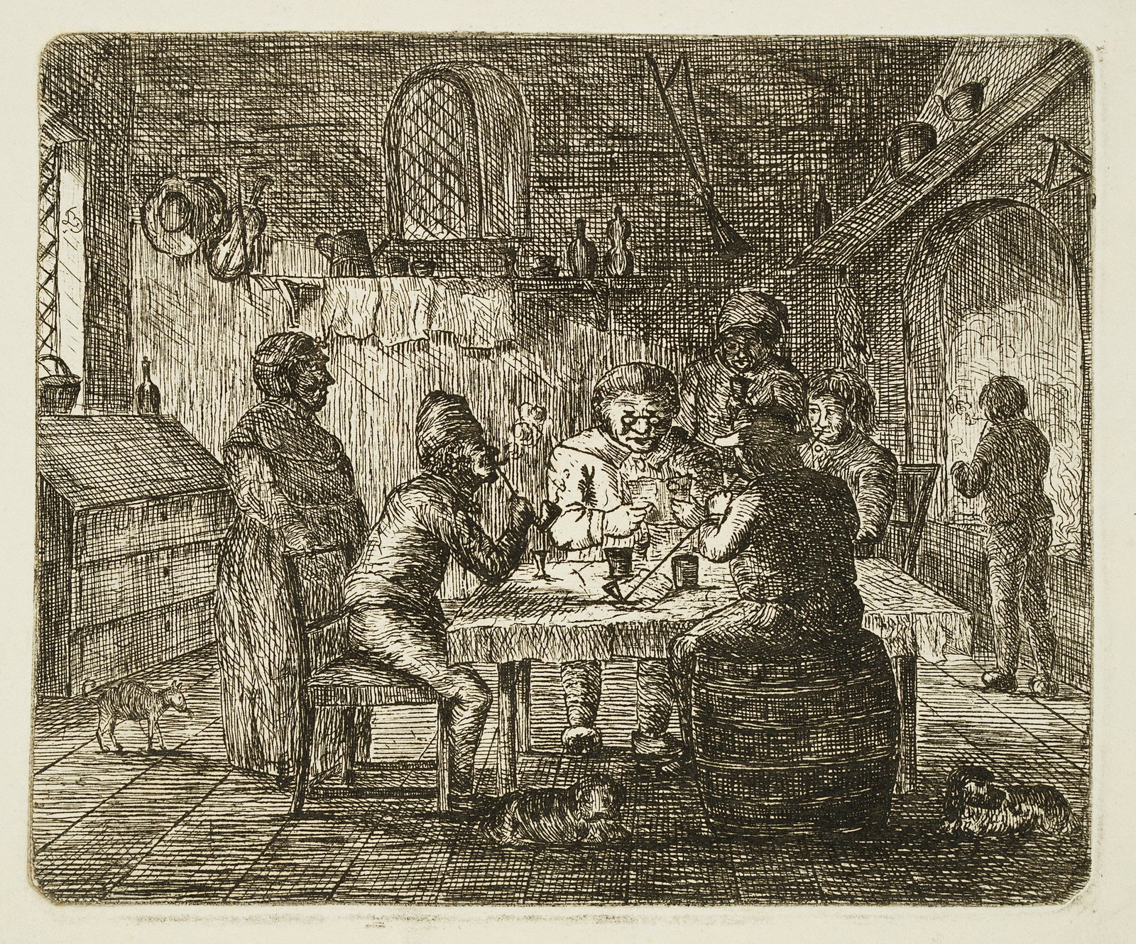 L. BERGER (? -1835), Farmers playing cards, Etching (1 of 3)