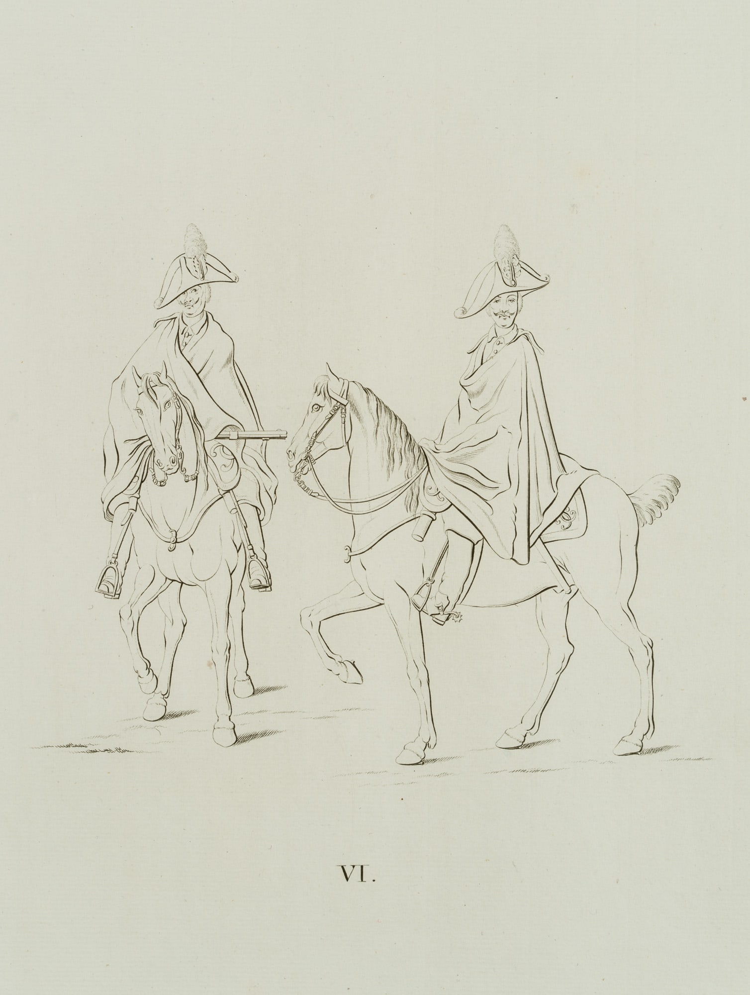 C. BERGGOLD (1759-1814) attributed, Two horsemen on horseback, around 1800, Etching (1 of 4)