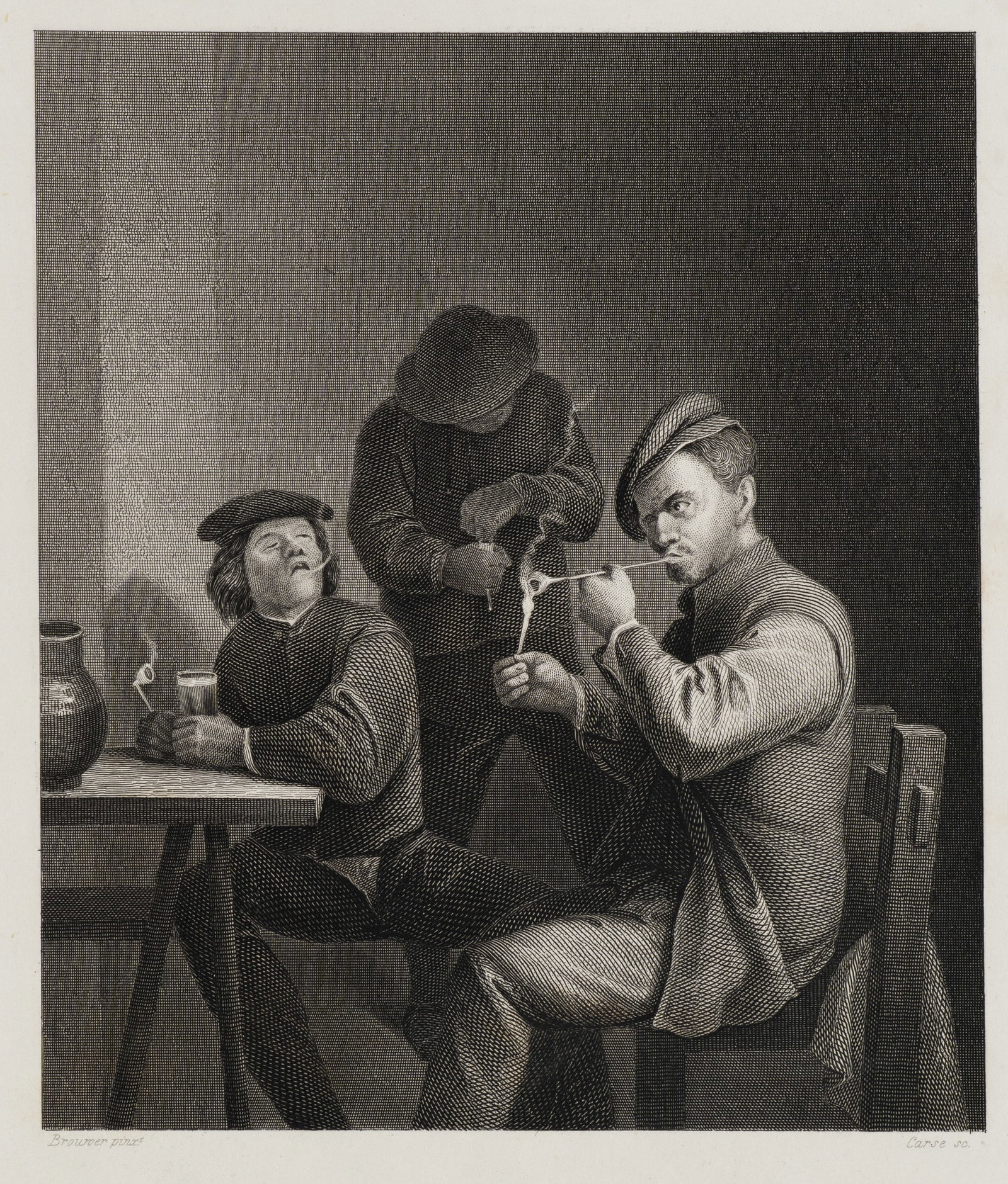 A. CARSE (19th) after BROUWER (*1605), The Smoking Society, Etching (1 of 5)