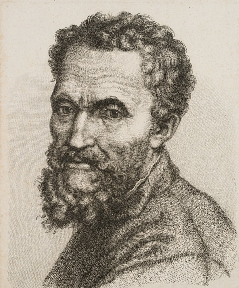 After MICHELANGELO (*1475), Portrait of Michelangelo; (1475–1564), around 1840, Lithography (1 of 4)