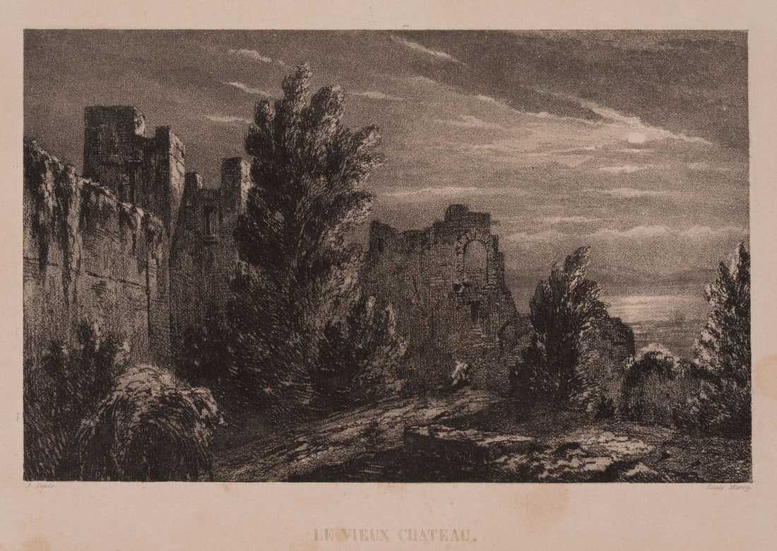 L. MARVY (19th) after DENIS (19th), The Old Castle in Hyères, 1843, Vernis Mou: Louis Marvy (19th century) after A. Denis (19th century): The old castle, 1843, Vernis Mou Technique: Vernis Mou on Paper Stamp: Collector's stamp, Lugt no.: 971. Friedrich August II. von Sachsen (179