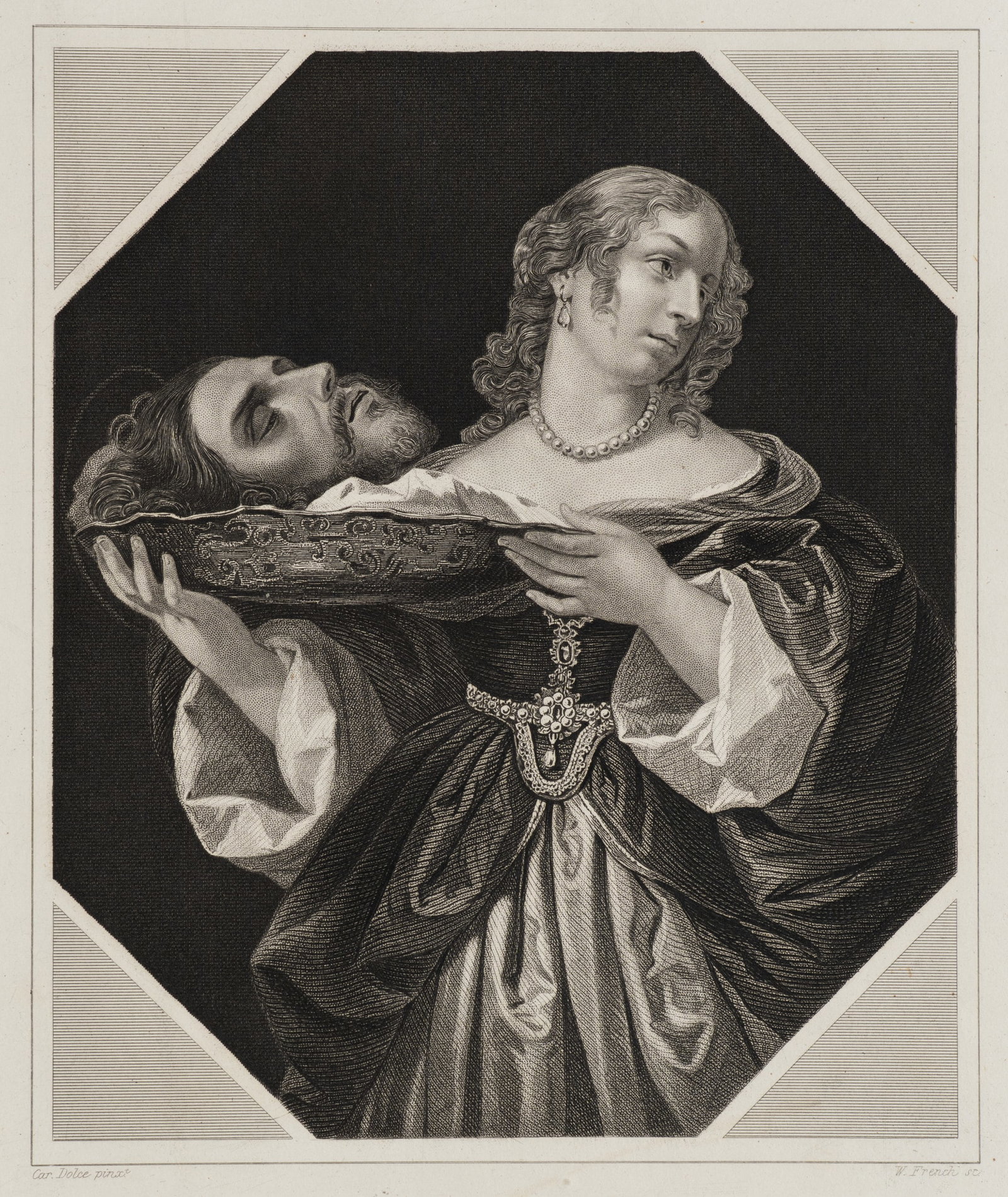 W. FRENCH (*1815) after DOLCI (*1616), Salome with the head of John, Steel engraving (1 of 5)