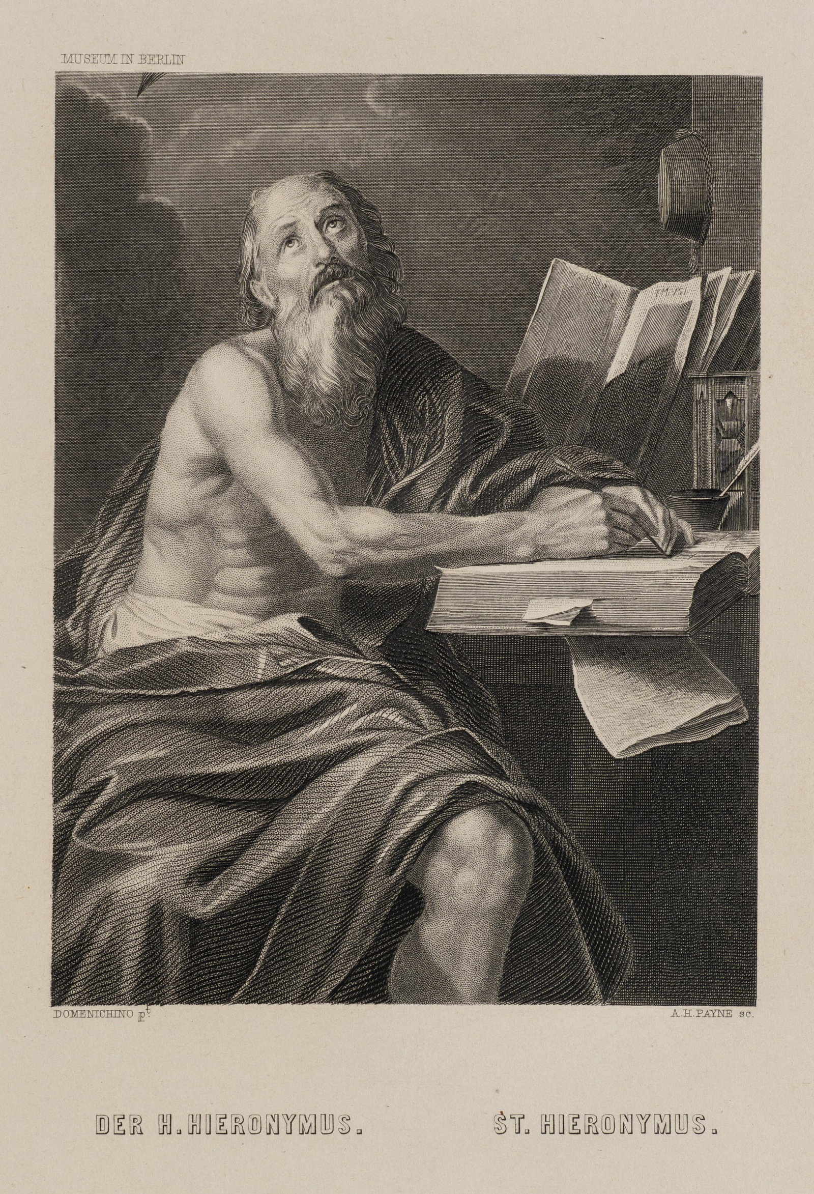 A. PAYNE (*1812) after DOMENICHINO (*1581), Saint Jerome, Steel engraving (1 of 5)