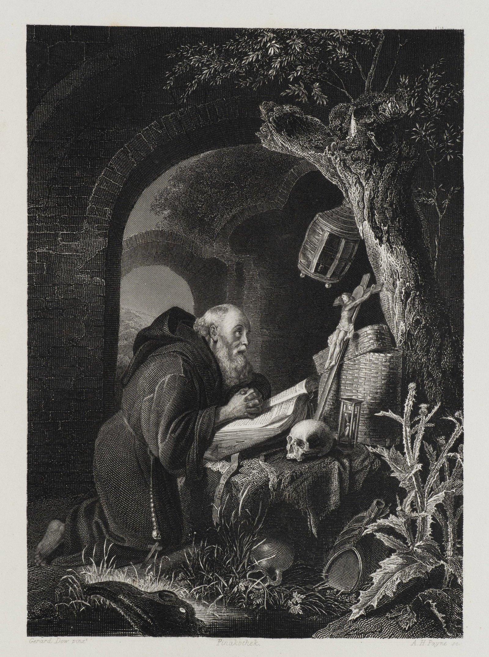 A. PAYNE (*1812) after DOW (*1613), The Praying Hermit, Steel engraving (1 of 5)