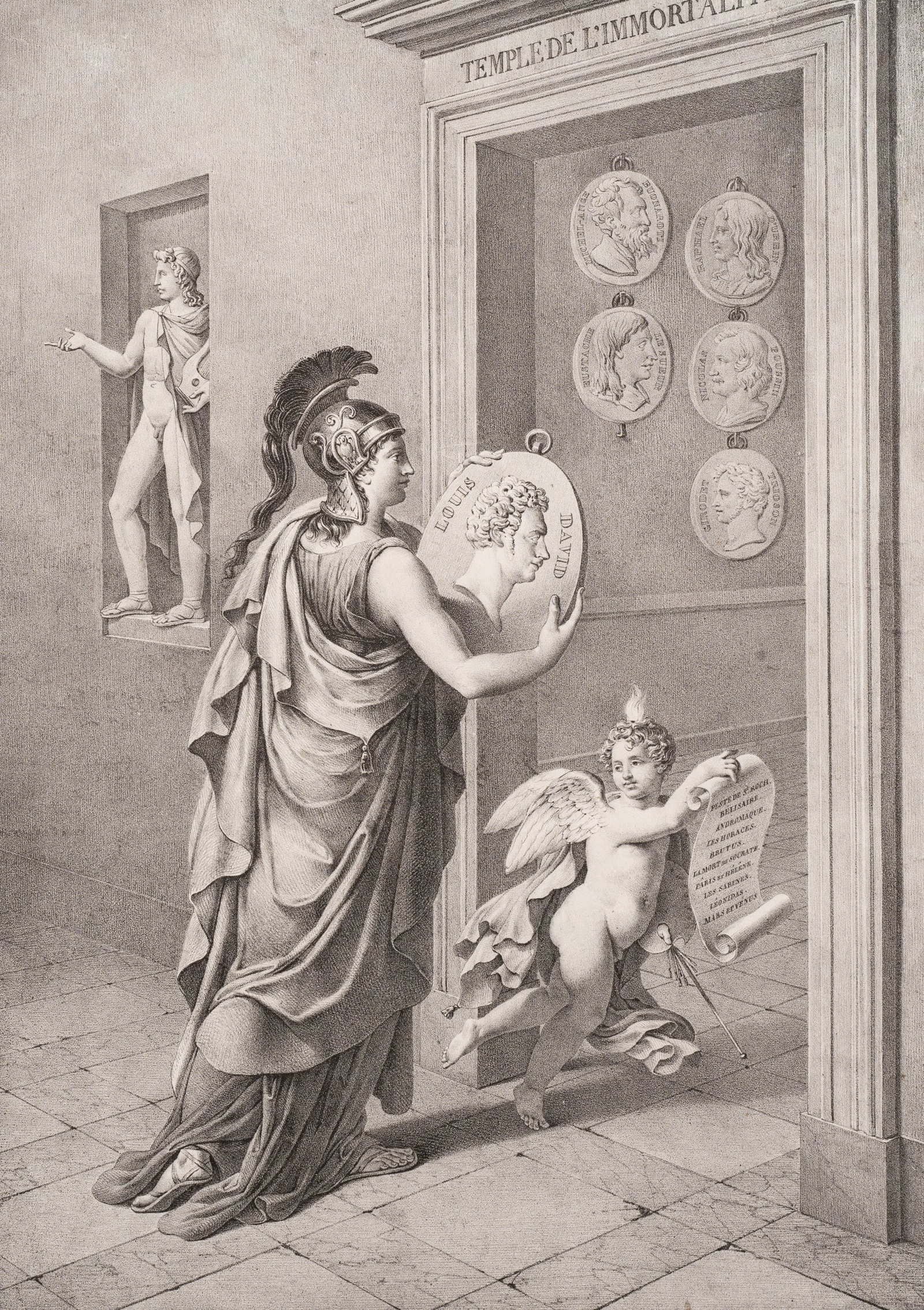P. MARCHAIS (*1763) after DUBOIS (19th), Temple of Immortality, commemorative plaques, Lithography (1 of 5)