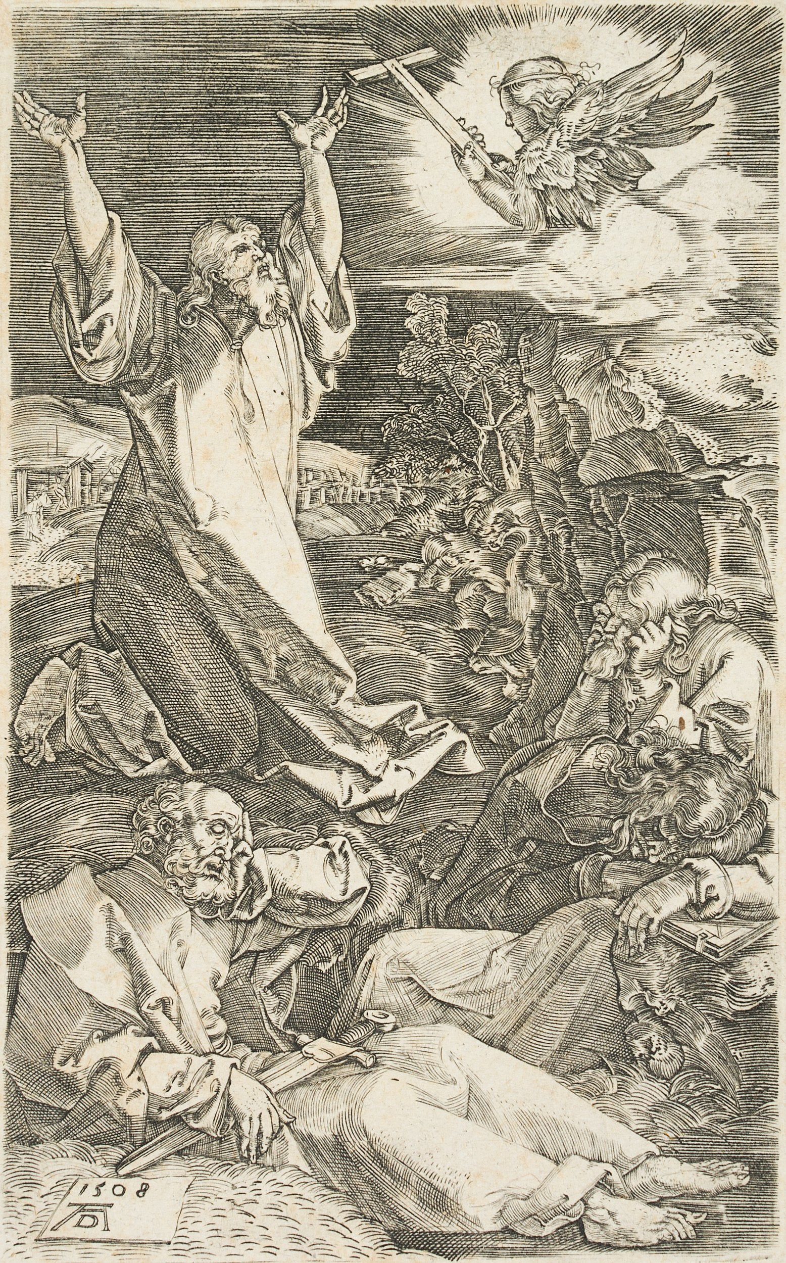 Bundele (19th) after DÜRER (*1471), Christ on the Mount of Olives, Copper engraving (1 of 3)