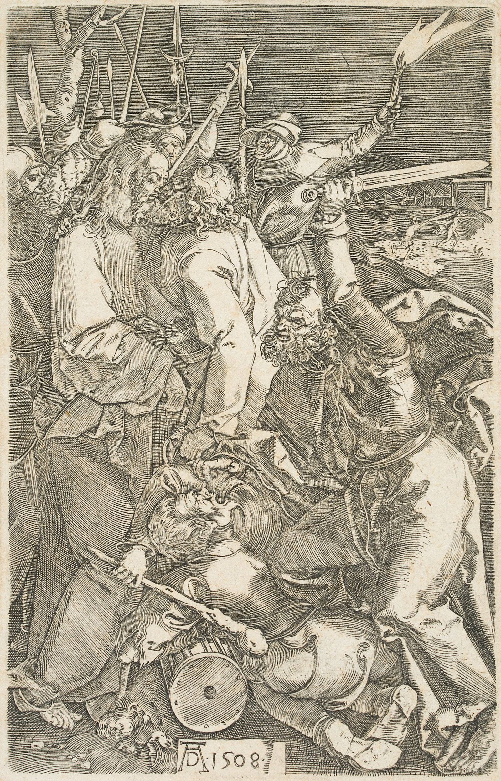 Bundele (19th) after DÜRER (*1471), The Arrest of Christ, Copper engraving (1 of 3)