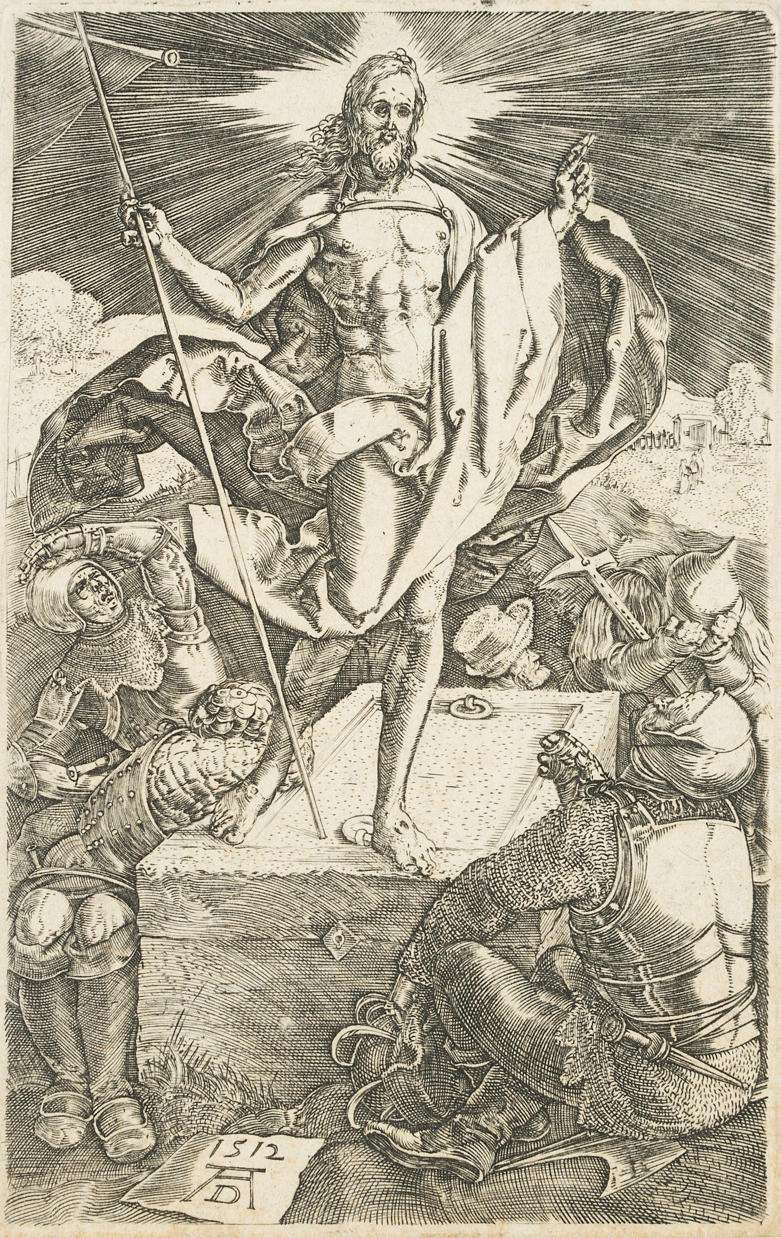 Bundele (19th) after DÜRER (*1471), The Resurrection, Copper engraving (1 of 3)