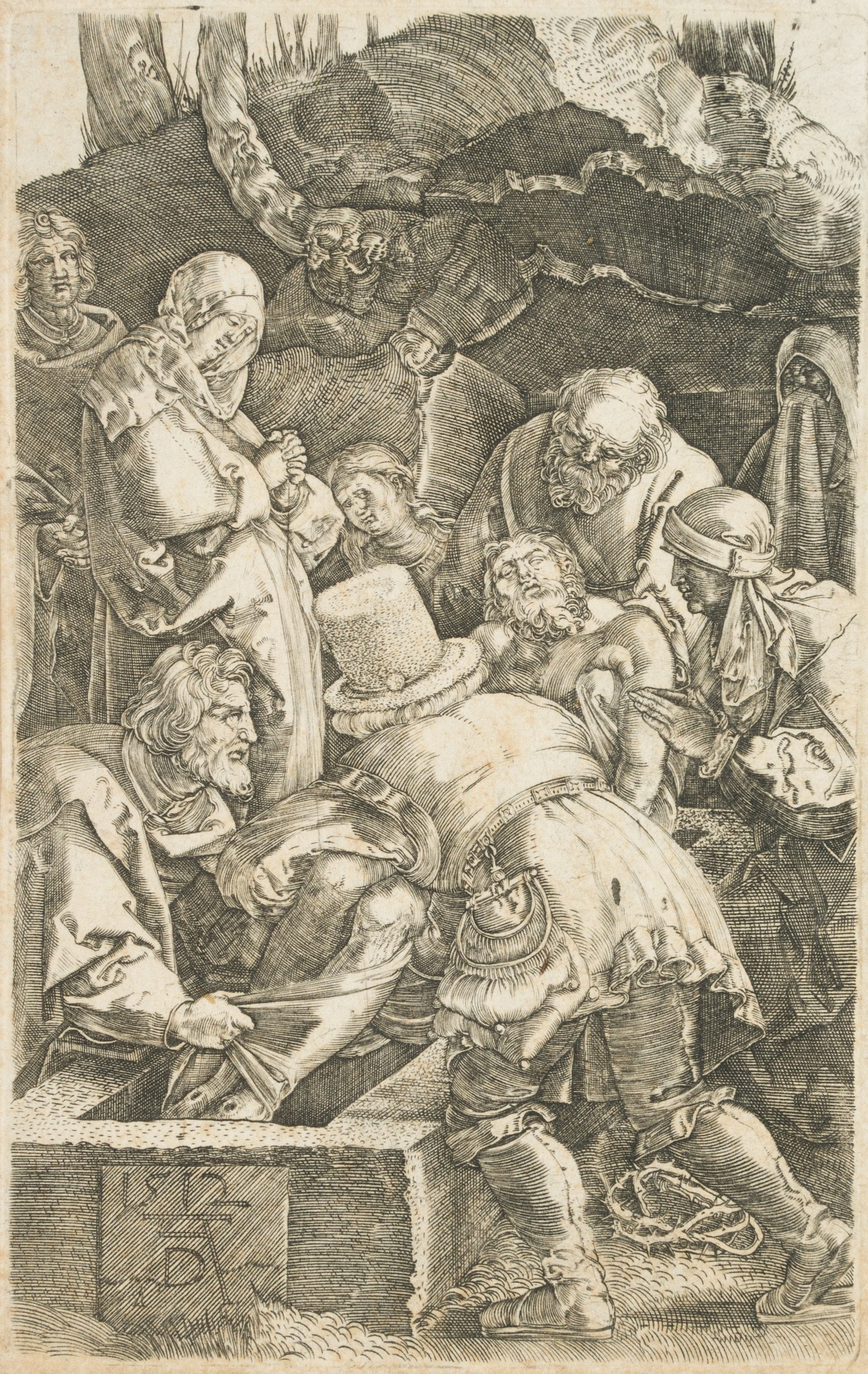 Bundele (19th) after DÜRER (*1471), The Burial of Christ, Copper engraving (1 of 3)