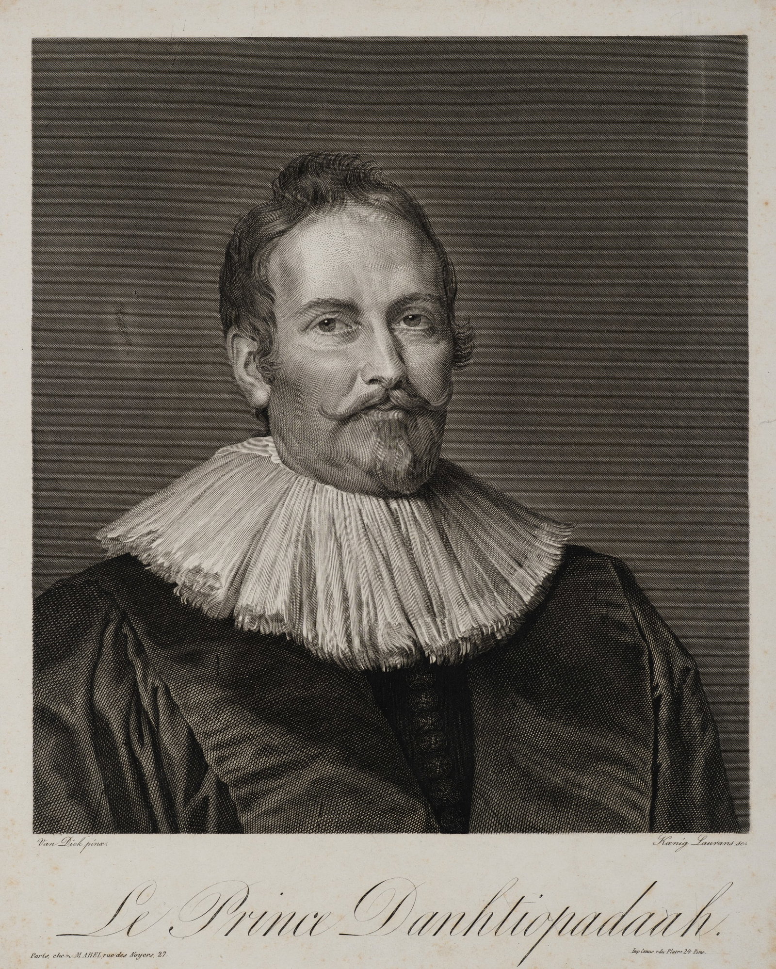 After DYCK (*1599), Portrait of Prince Danhtiopadaah, around 1810, Copper engraving (1 of 5)