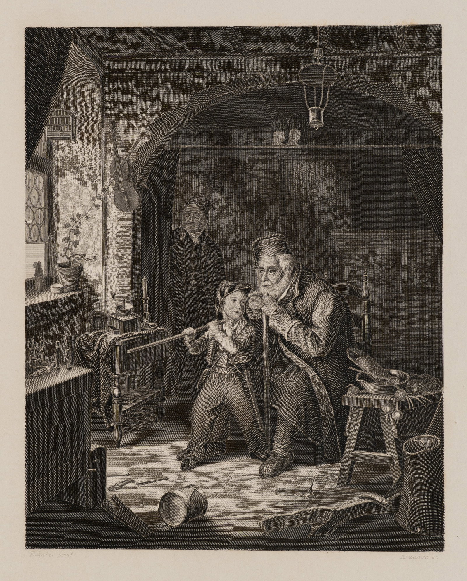 K. ENHUBER (1811-1867), The Invalid, Steel engraving (1 of 5)