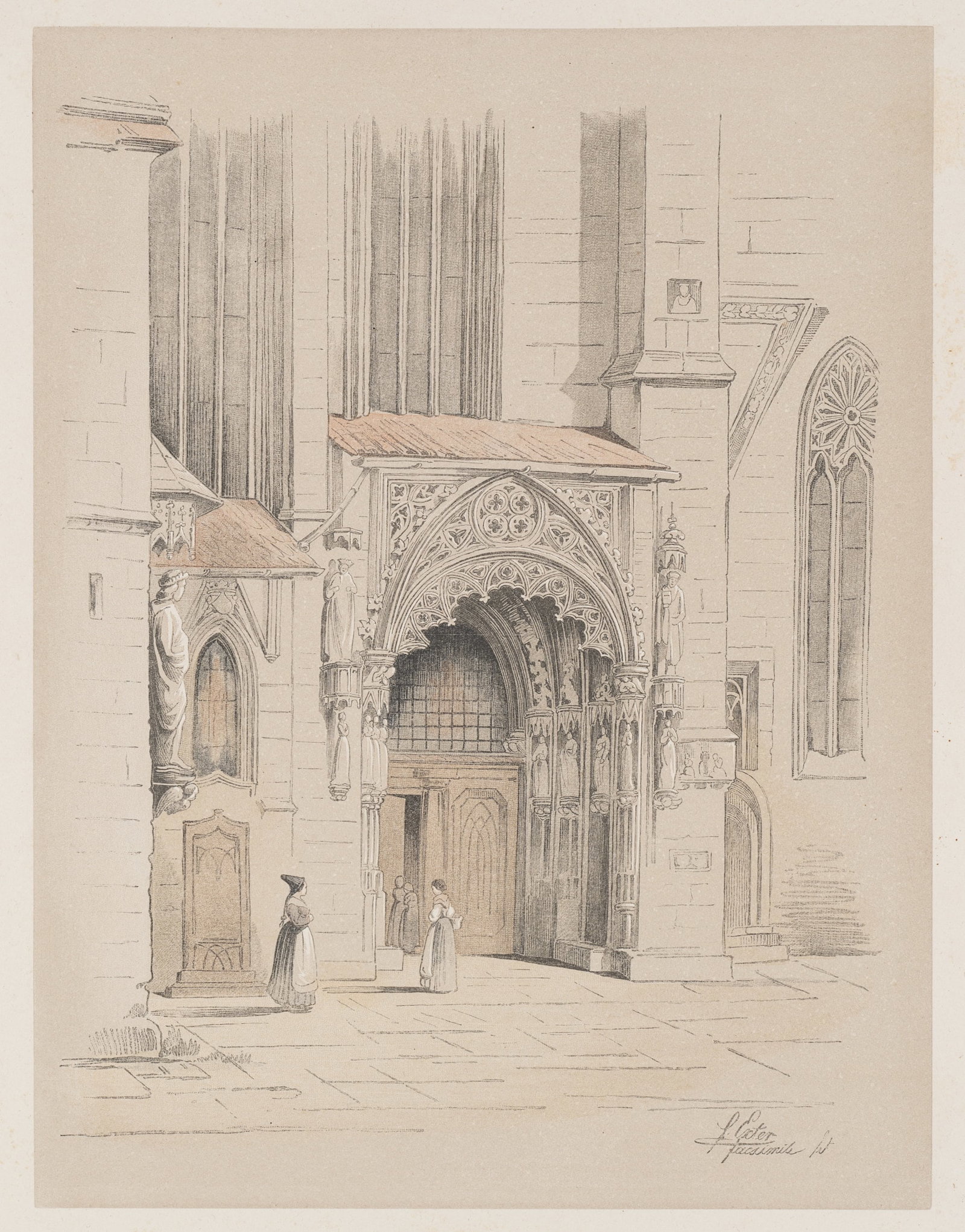F. EXTER (1820-1860), St Sebaldus’ Church in Nuremberg, around 1855, Colour lithography (1 of 5)