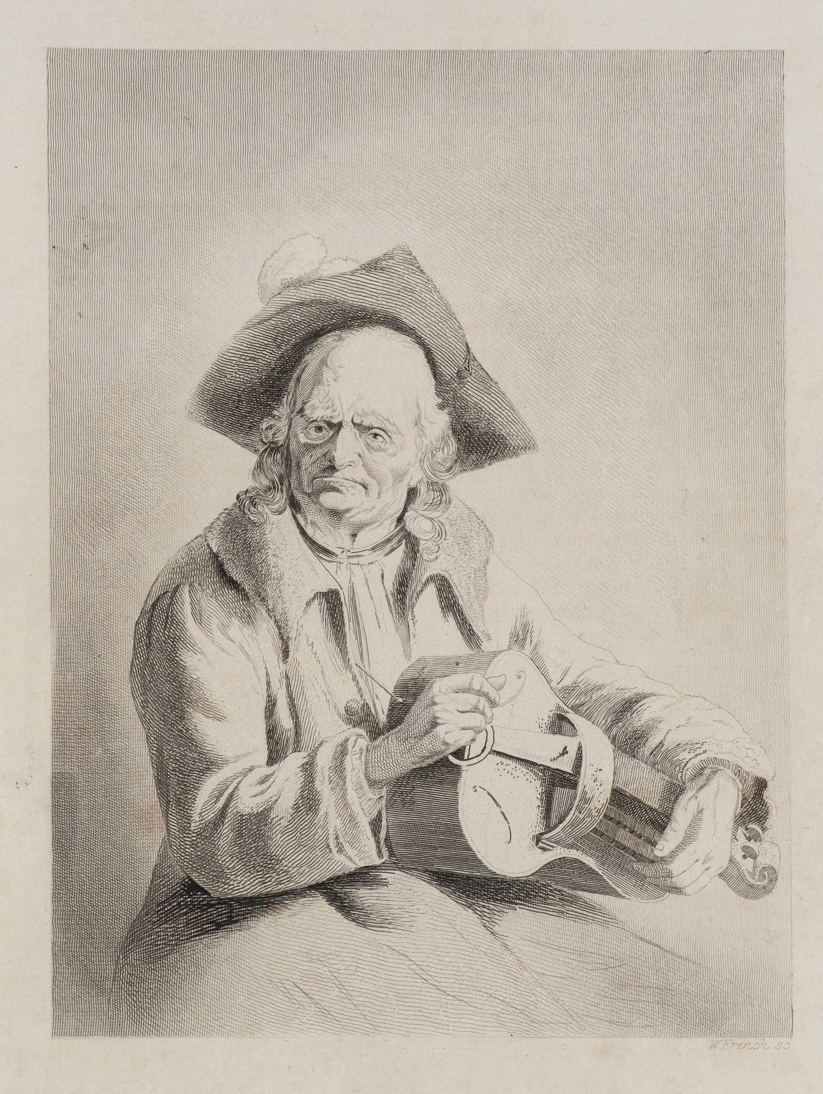 W. FRENCH (1815-1898), A minstrel with a hurdy-gurdy, Etching (1 of 5)