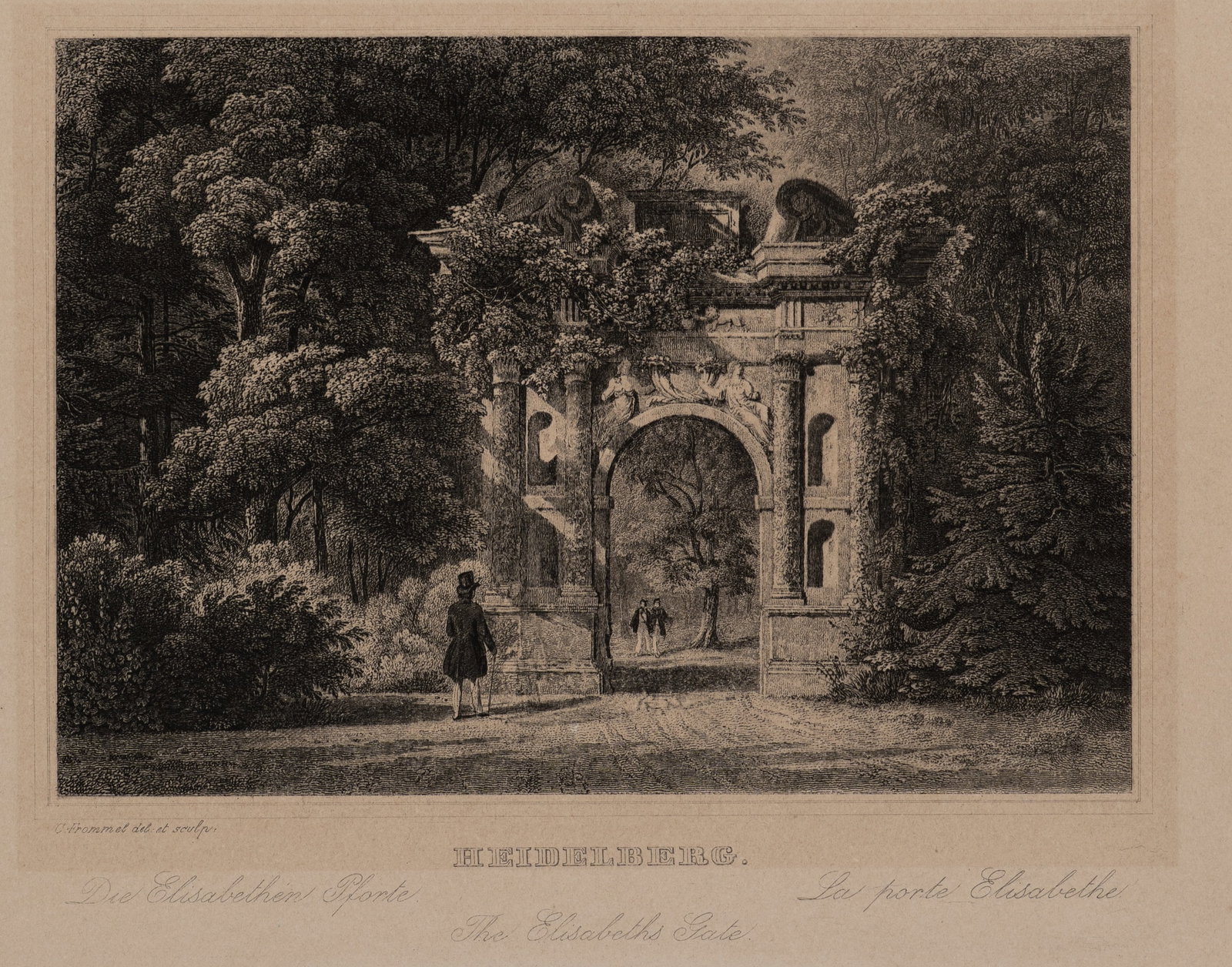 C. FROMMEL (1789-1863), The Elisabethenpforte, Heidelberg, Etching (1 of 5)