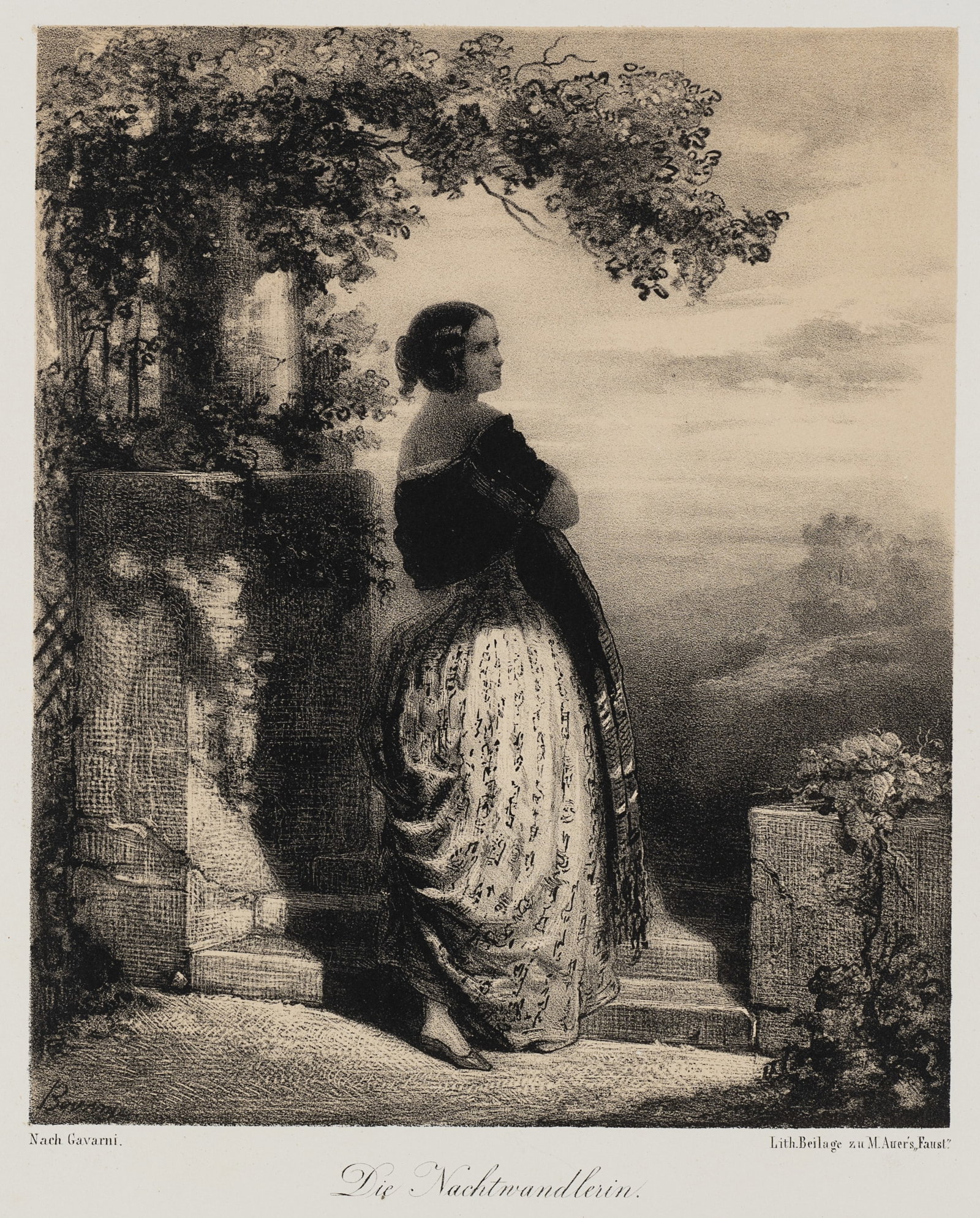 After GAVARNI (*1804), The Night-Walker, Tinted Lithographie (1 of 5)