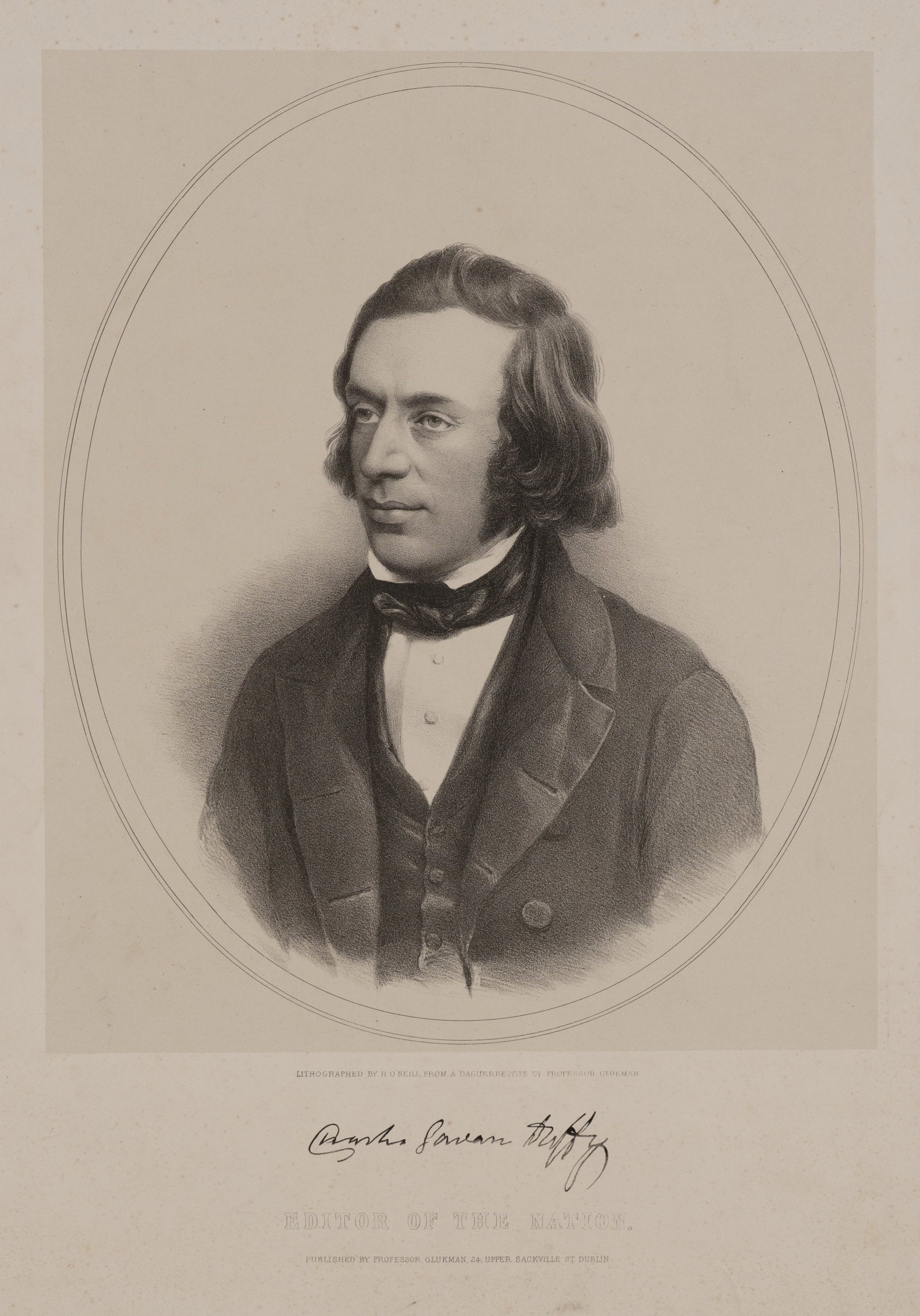 H. O'NEILL (*1798) after GLUKMAN (19th), Portrait of C. G. Duffy, around 1850, Lithography (1 of 5)