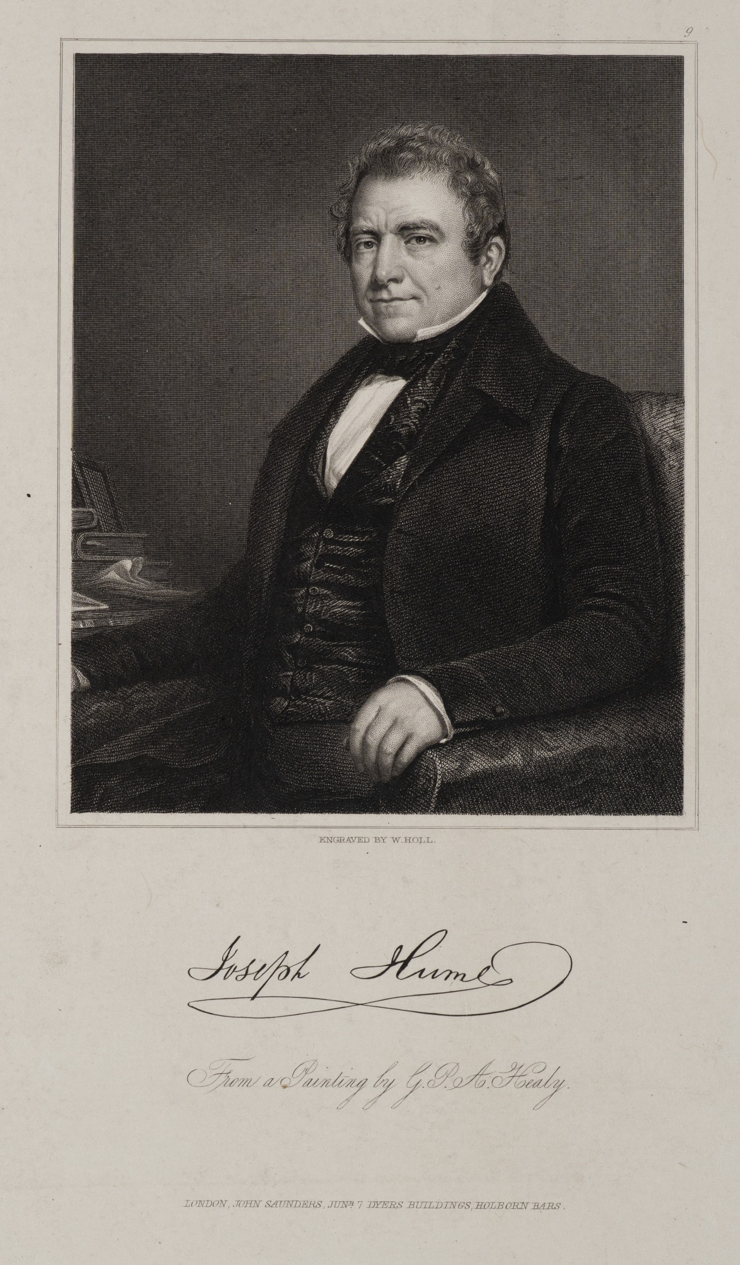 W. HOLL (*1771) after HEALY (*1813), Portrait of Joseph Hume, 1840, Steel engraving (1 of 5)