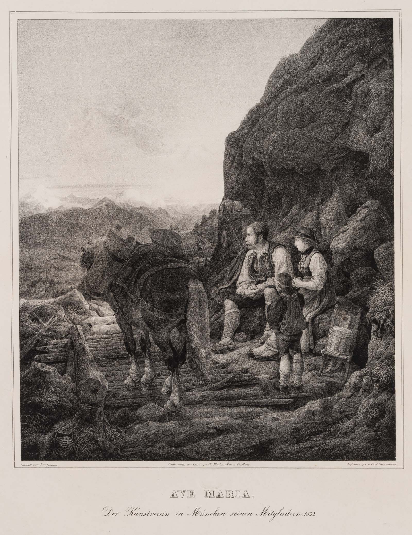 C. HEINZMANN (*1795), Ave Maria, Devotions in the Mountains, 1832, Lithography (1 of 8)