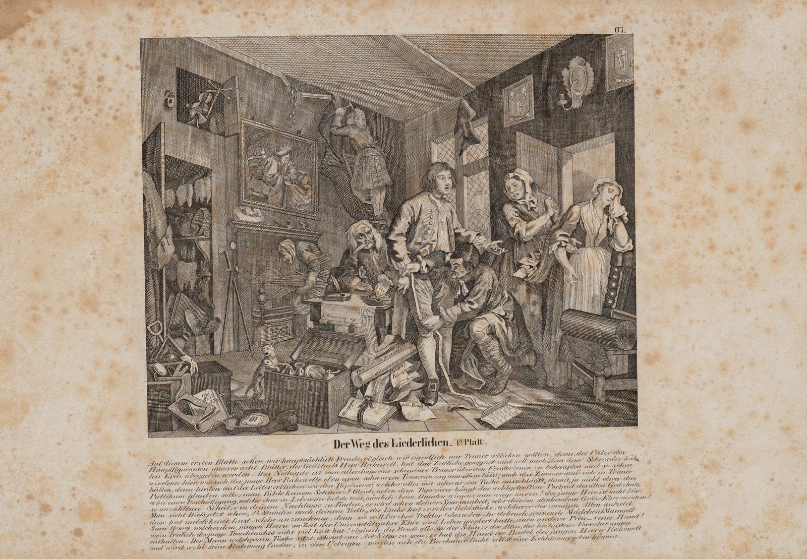 O. APELT (19th) after HOGARTH (*1697), The Way of the Debauched, 1834, Etching (1 of 5)